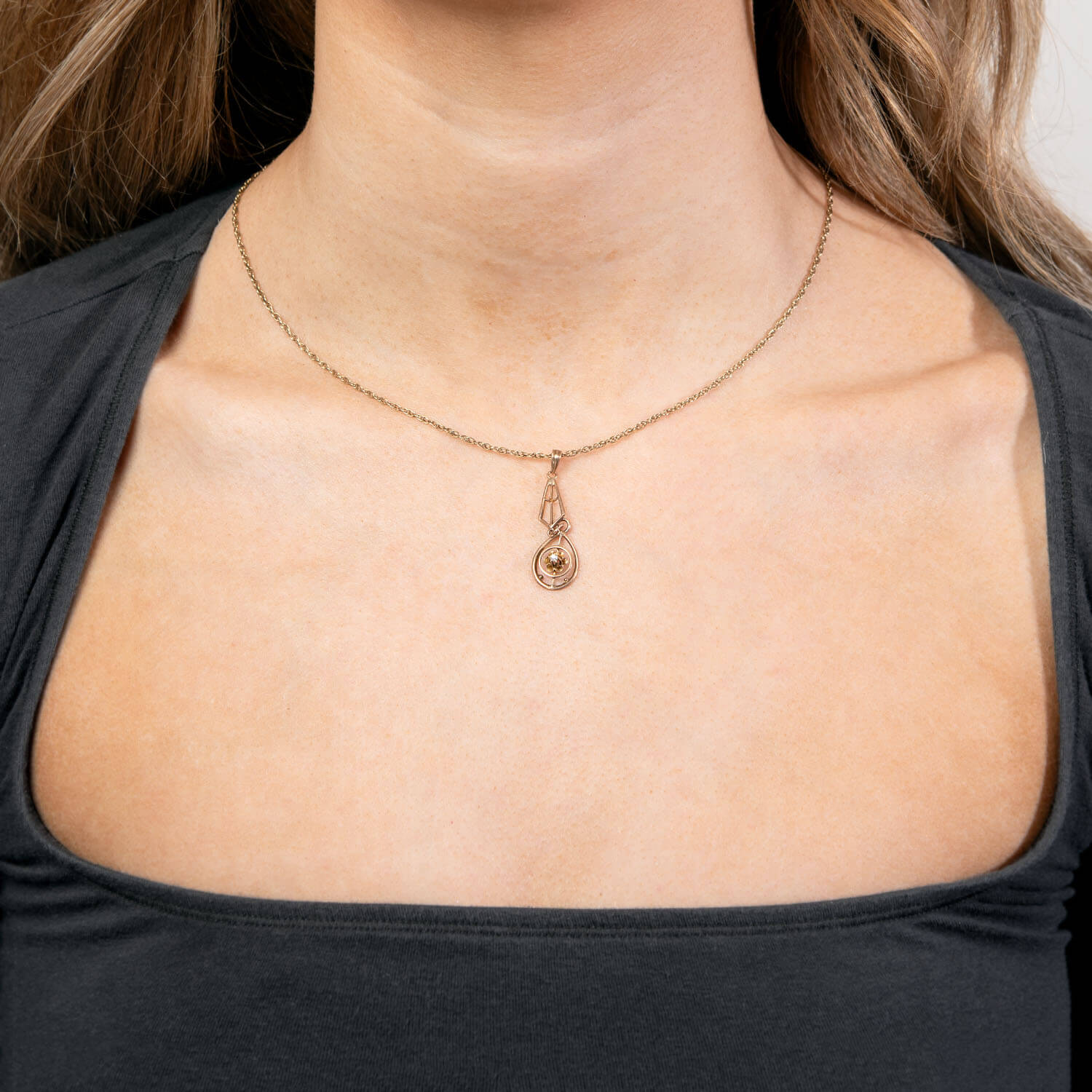 Art Nouveau 10k Diamond Lavalier Pendant/Charm