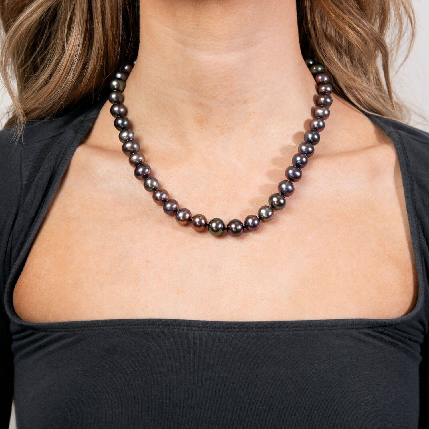 Estate 14k Tahitian Pearl Necklace 11mm