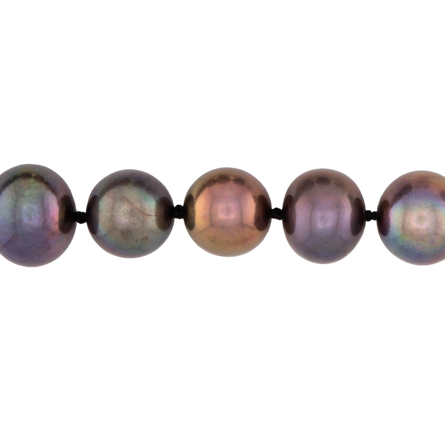 Estate 14k Tahitian Pearl Necklace 11mm