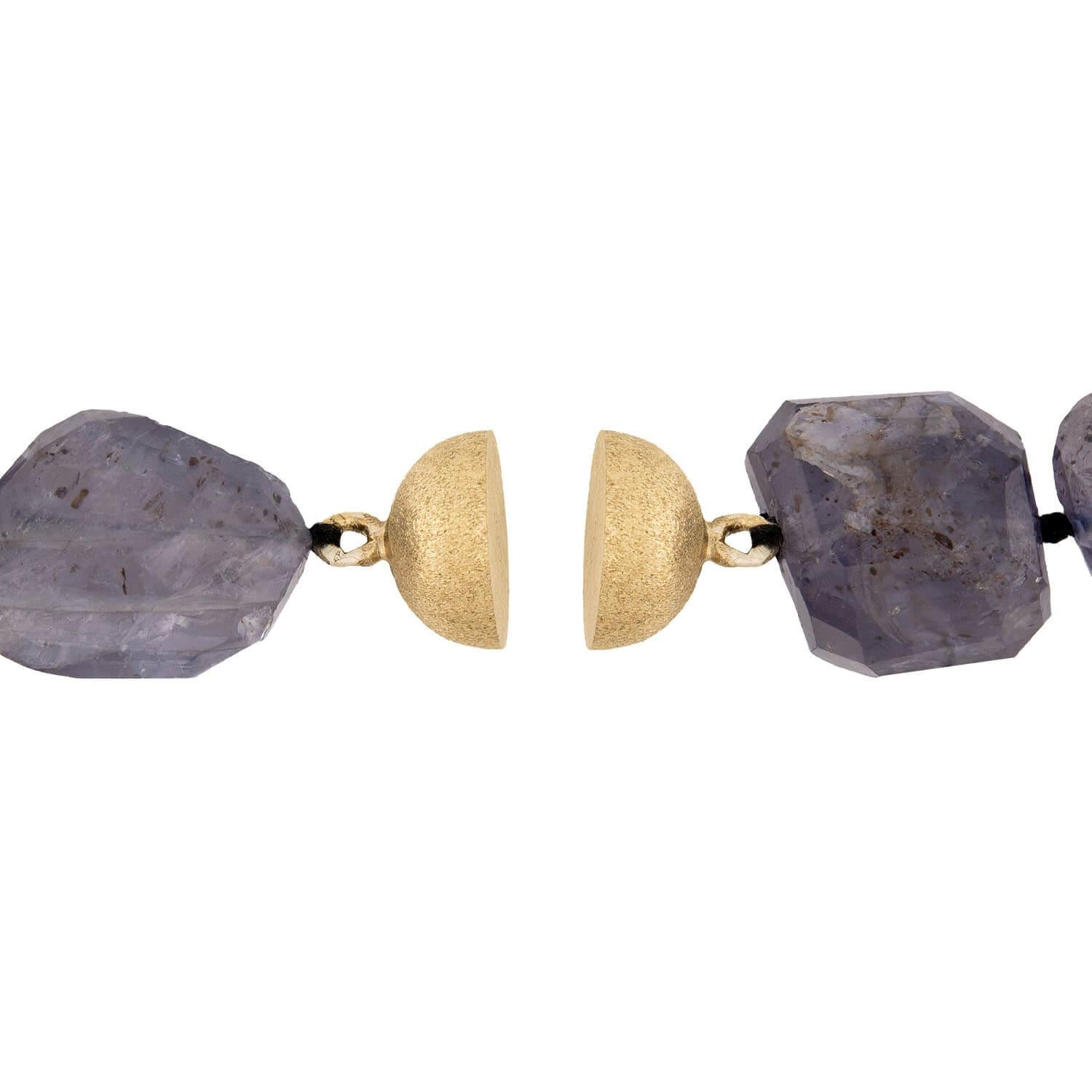 Estate Sterling Silver Gilt Labradorite Bead Necklace