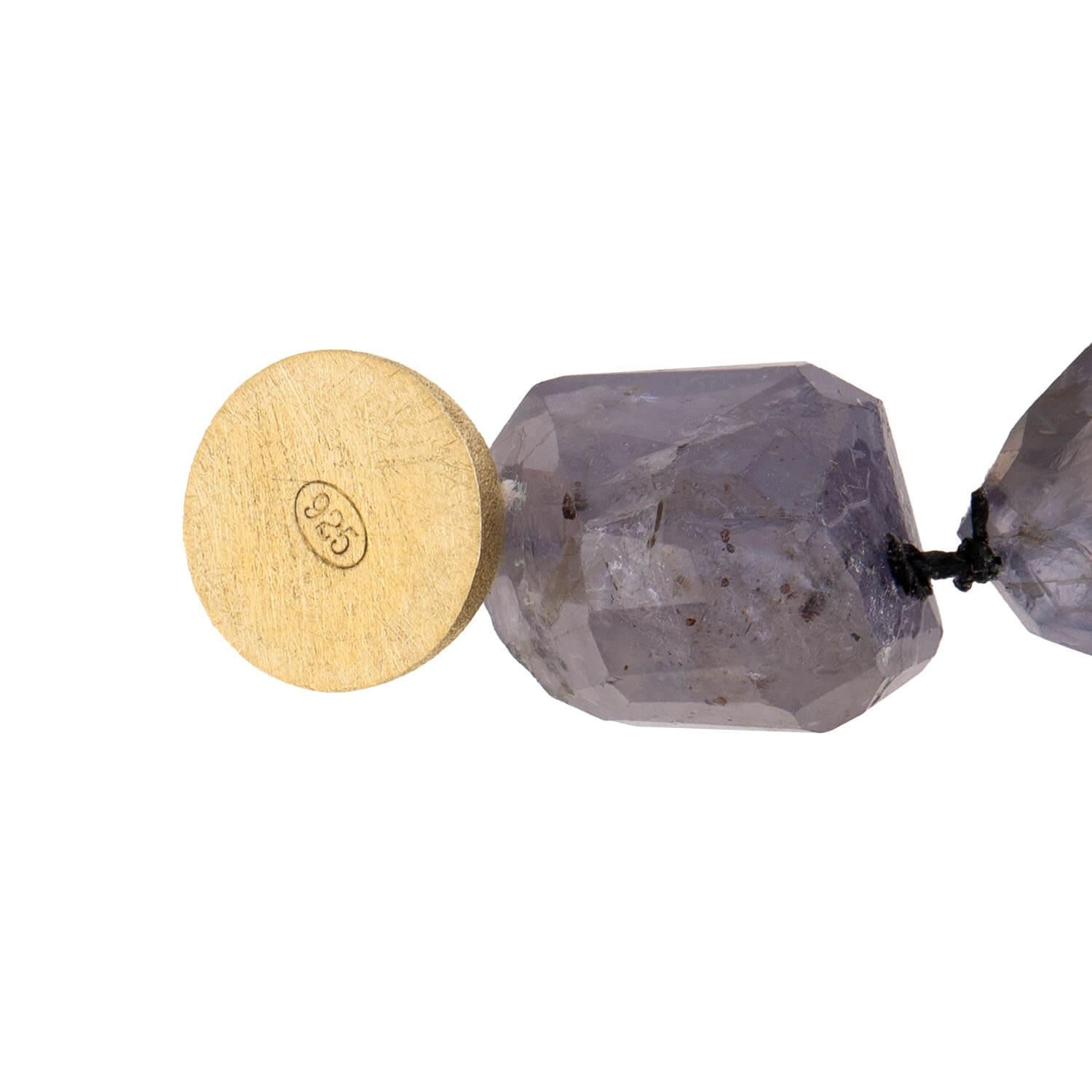 Estate Sterling Silver Gilt Labradorite Bead Necklace