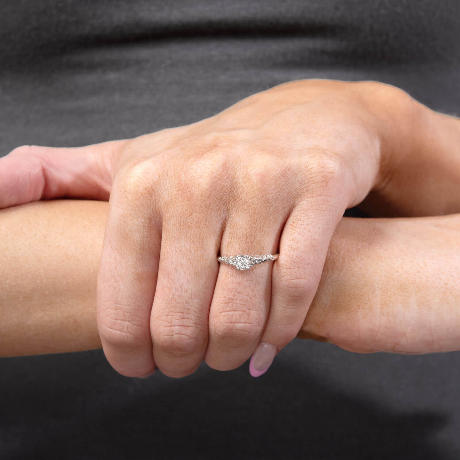 Art Deco Platinum Diamond Engagement Ring .35ct