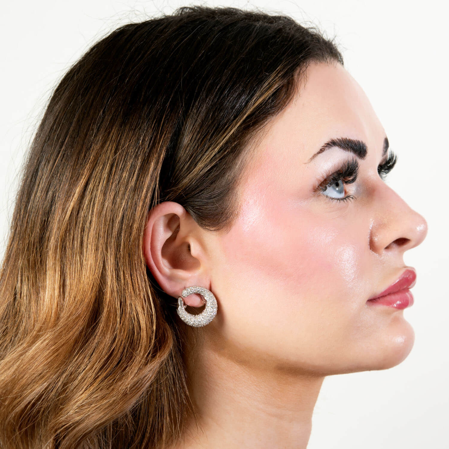 Estate 14k Pavé Swirl Earrings