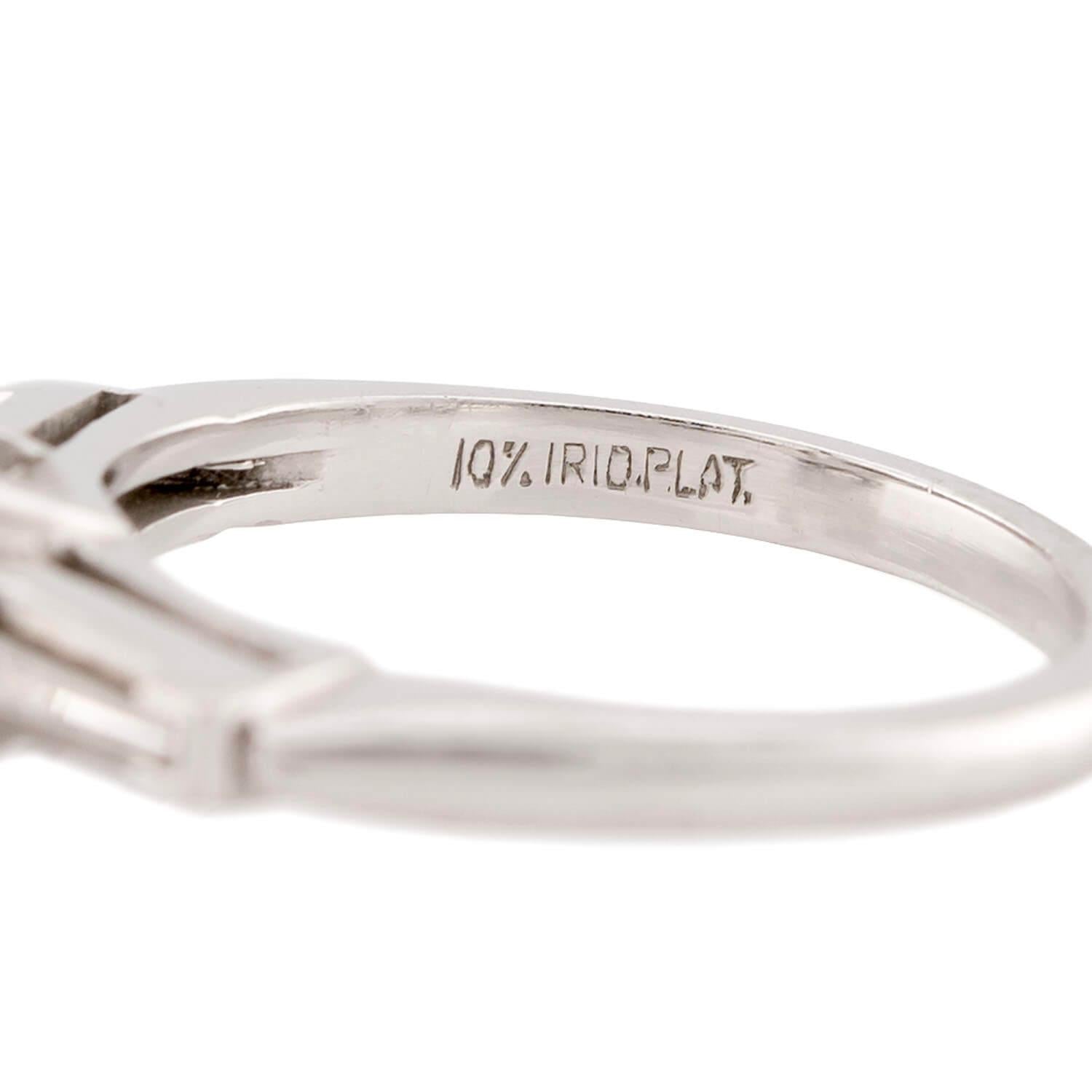 Retro Platinum Diamond Engagement Ring 1.35ct