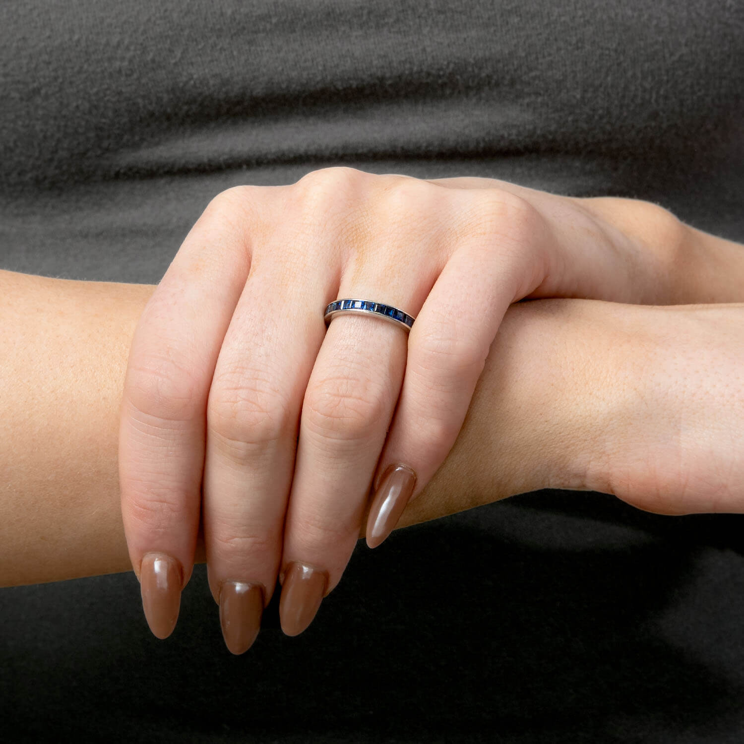 OSCAR HEYMAN Estate Platinum Sapphire Eternity Band