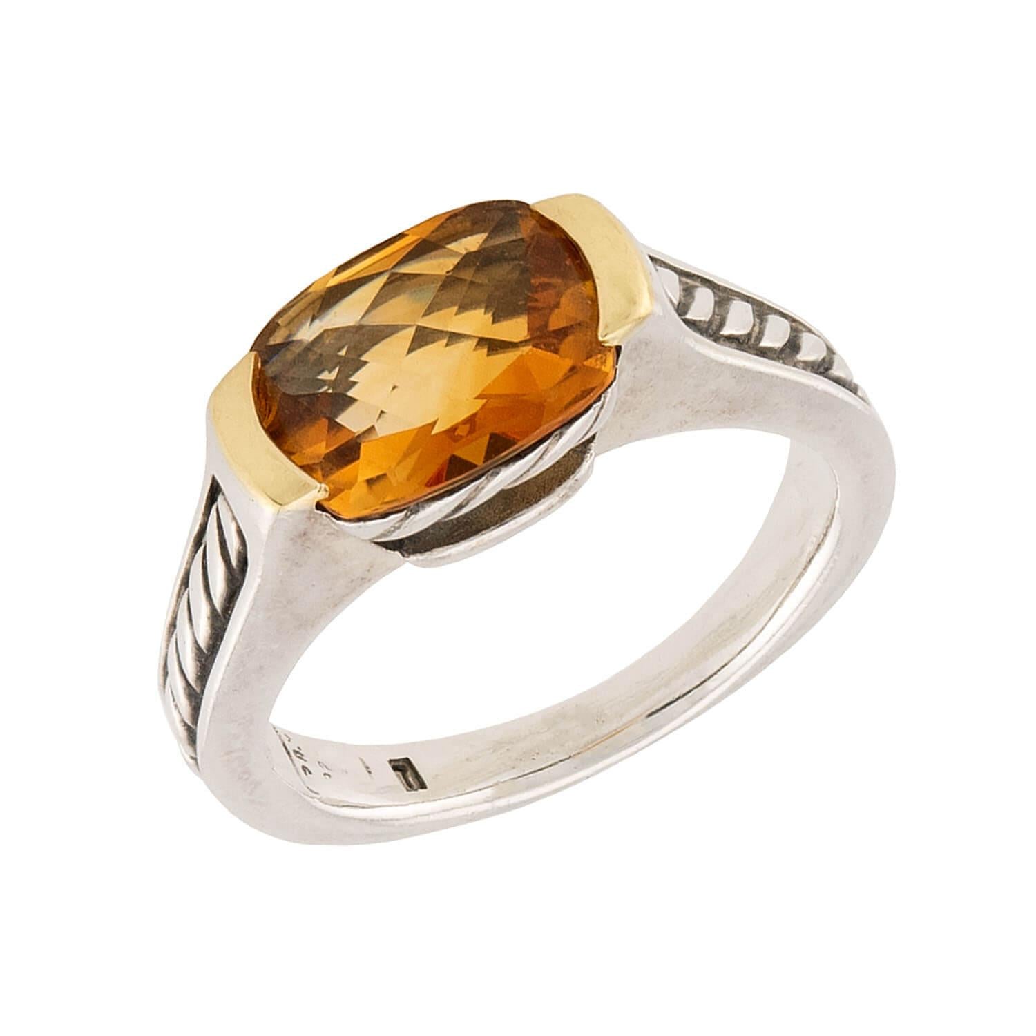 DAVID YURMAN Estate Sterling Silver/18k Citrine Ring