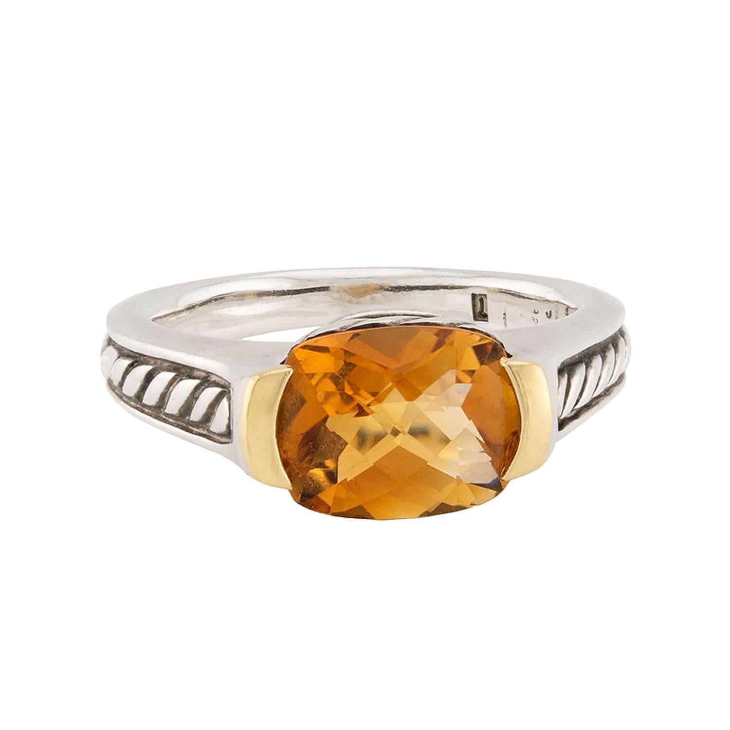 DAVID YURMAN Estate Sterling Silver/18k Citrine Ring