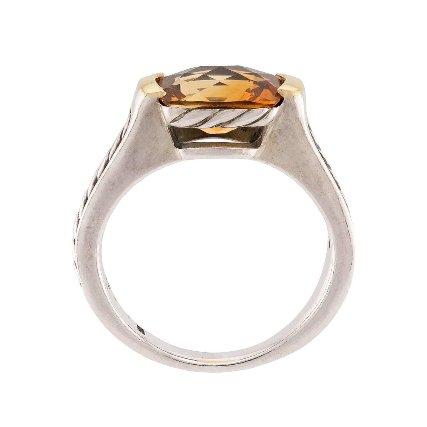 DAVID YURMAN Estate Sterling Silver/18k Citrine Ring