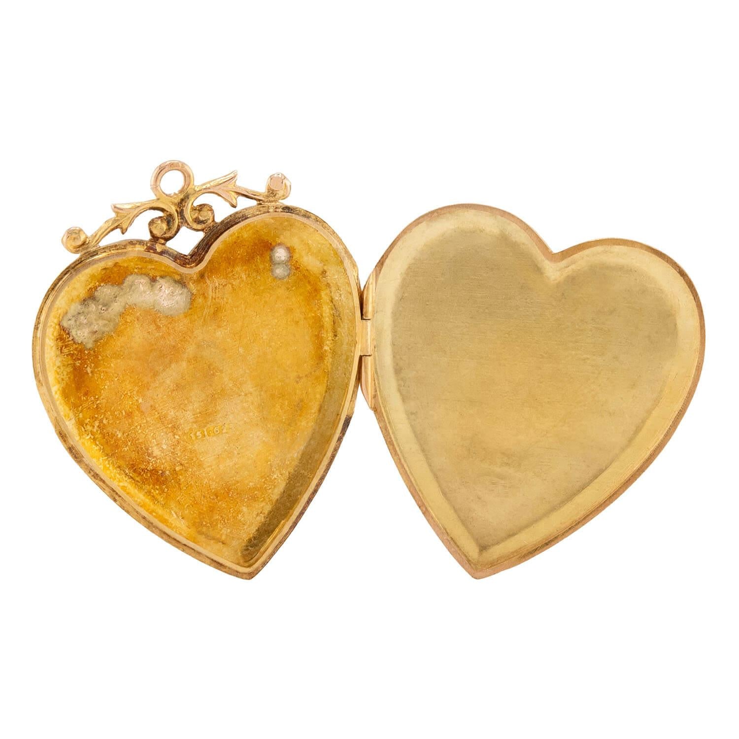 Art Nouveau English 15k Heart Locket Pendant