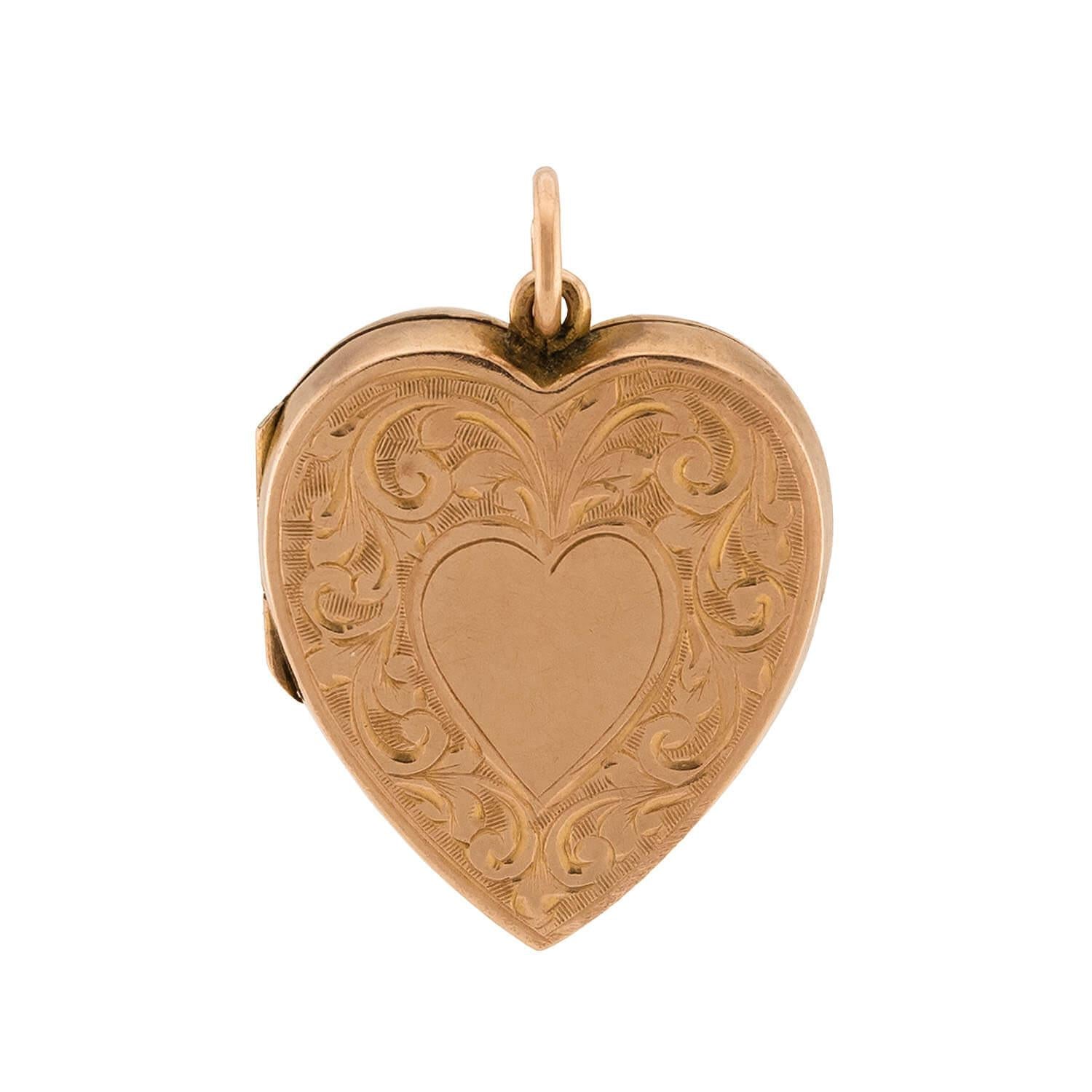 Edwardian English 9k Heart Locket Pendant