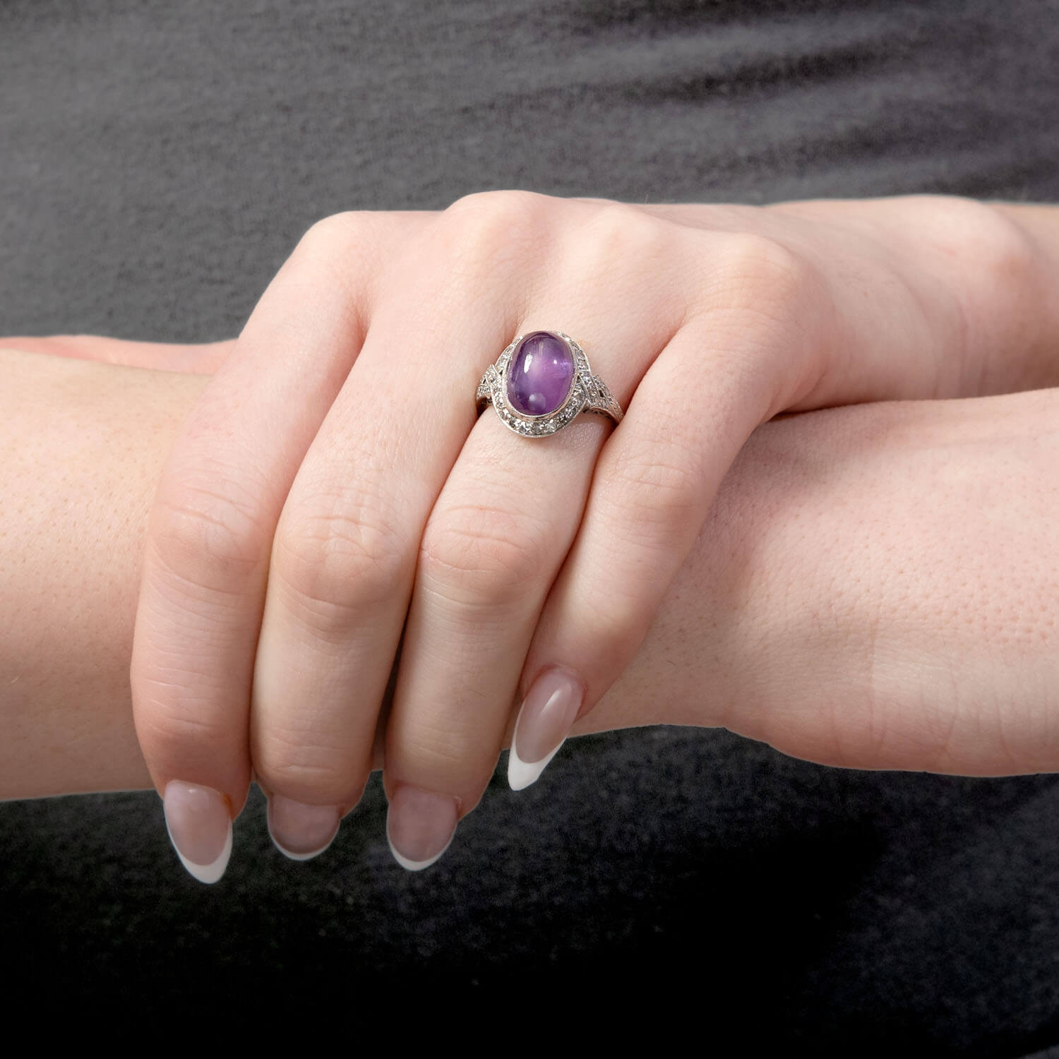 Art Deco Platinum Ruby & Diamond Halo Ring