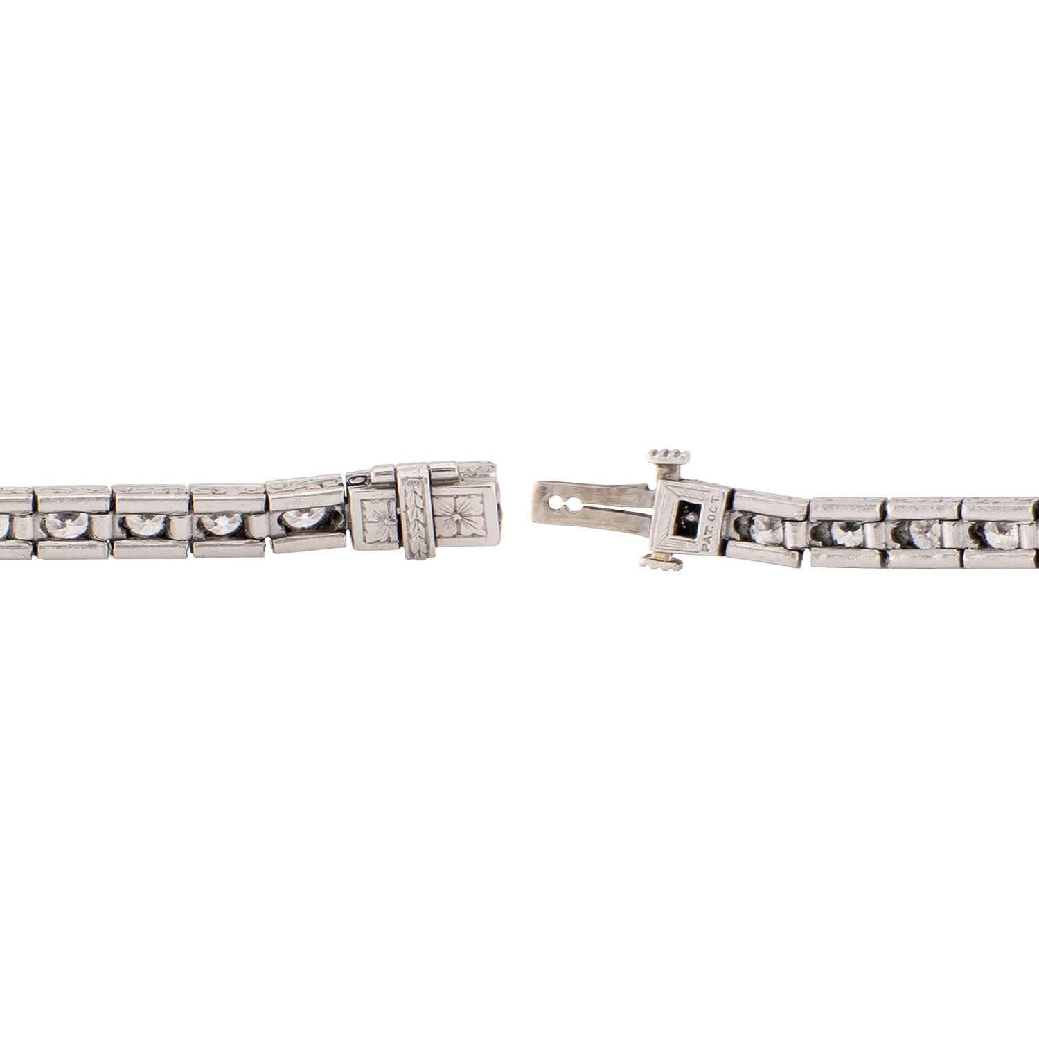Art Deco Platinum Diamond Tennis Bracelet 3ctw