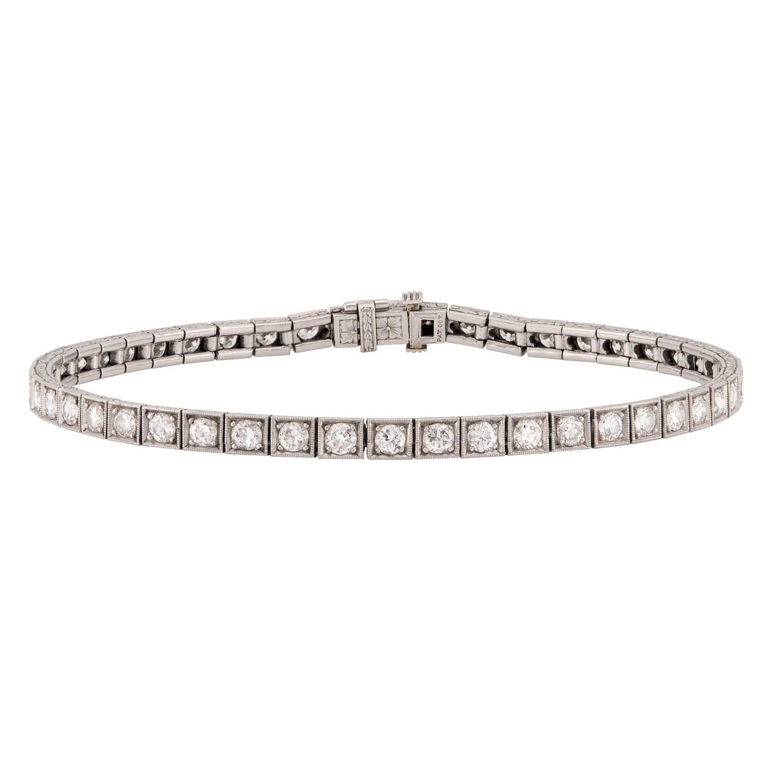 Art Deco Platinum Diamond Tennis Bracelet 3ctw