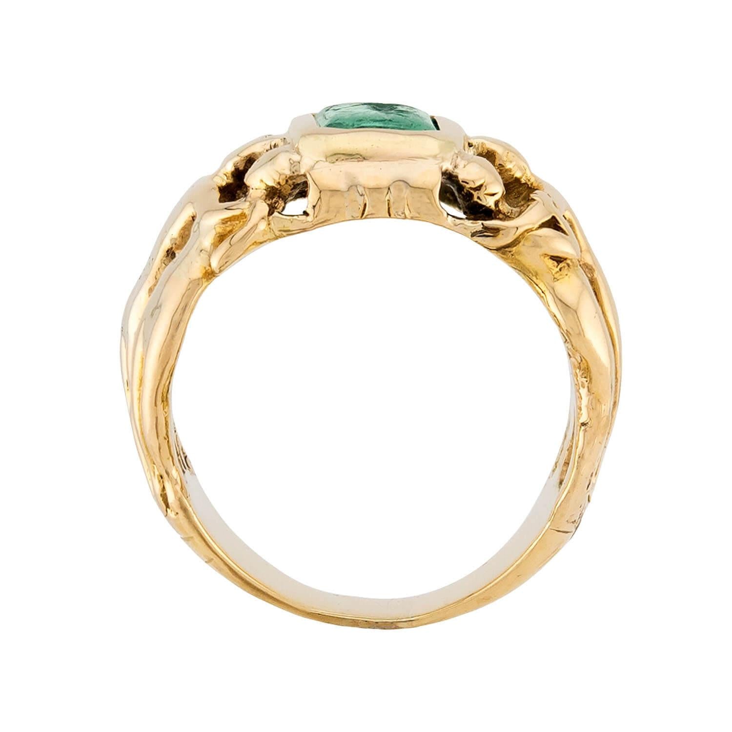 FRANK WALTER LAWRENCE Art Nouveau 18k Emerald Intaglio Ring