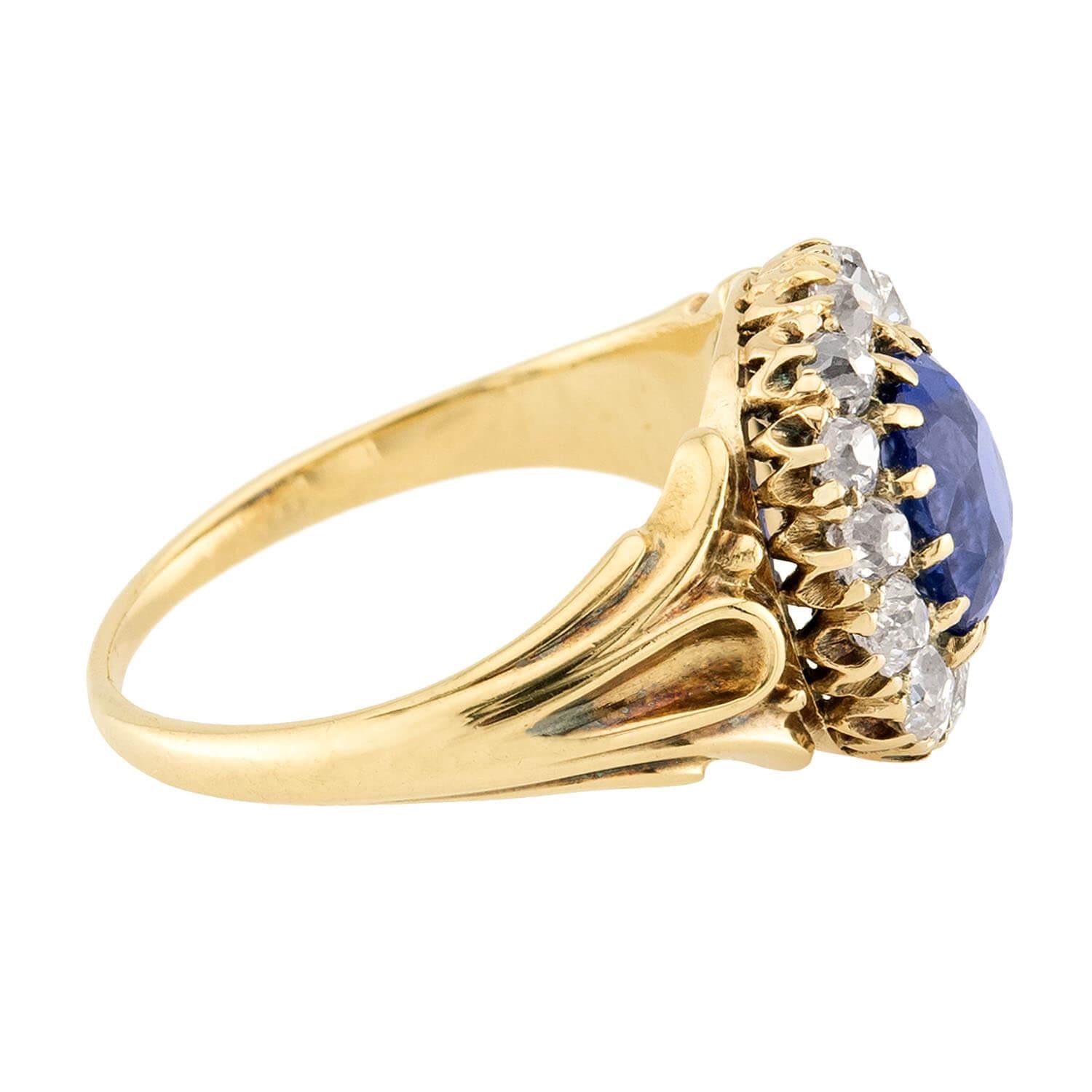 Victorian 18k Sapphire & Diamond Halo Ring