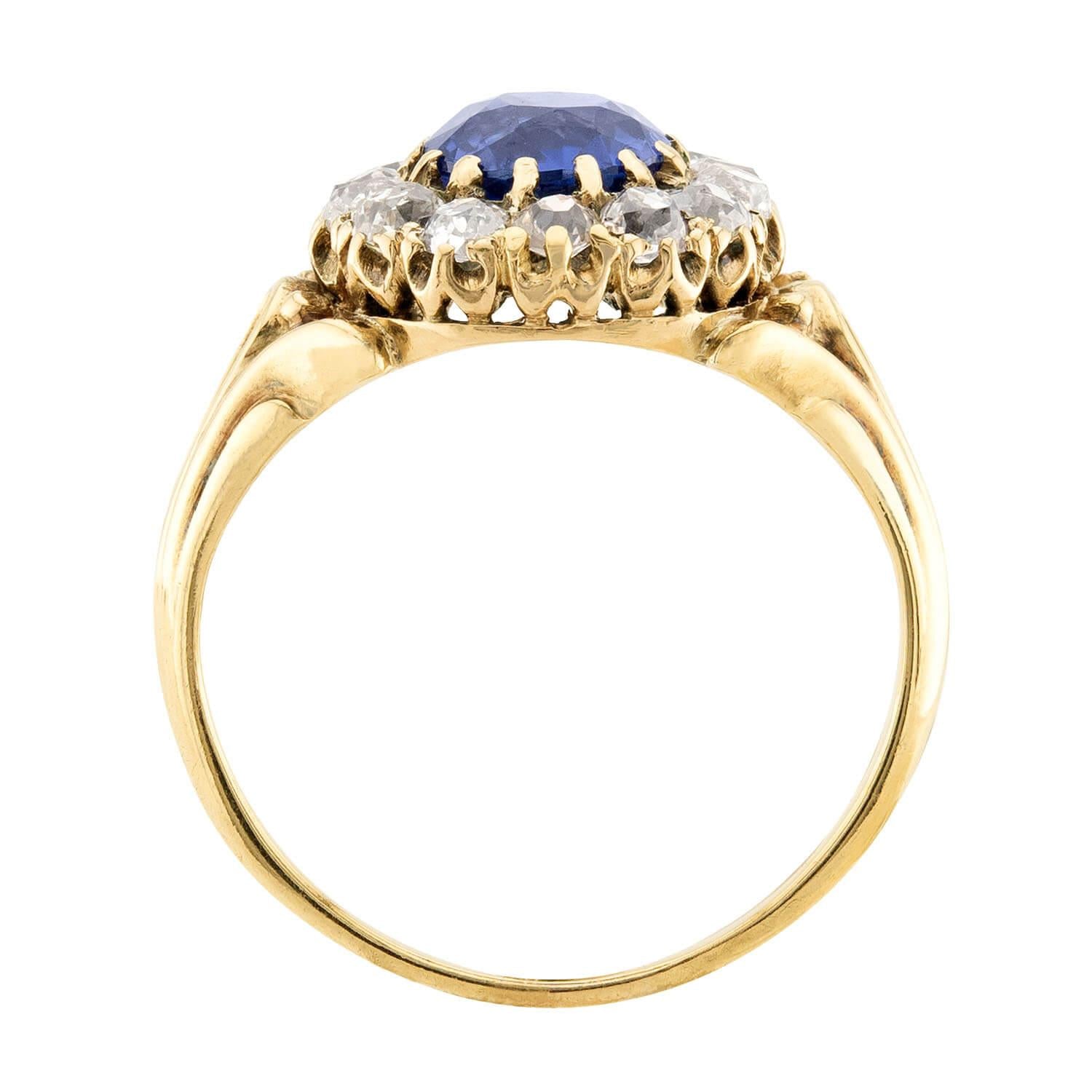 Victorian 18k Sapphire & Diamond Halo Ring