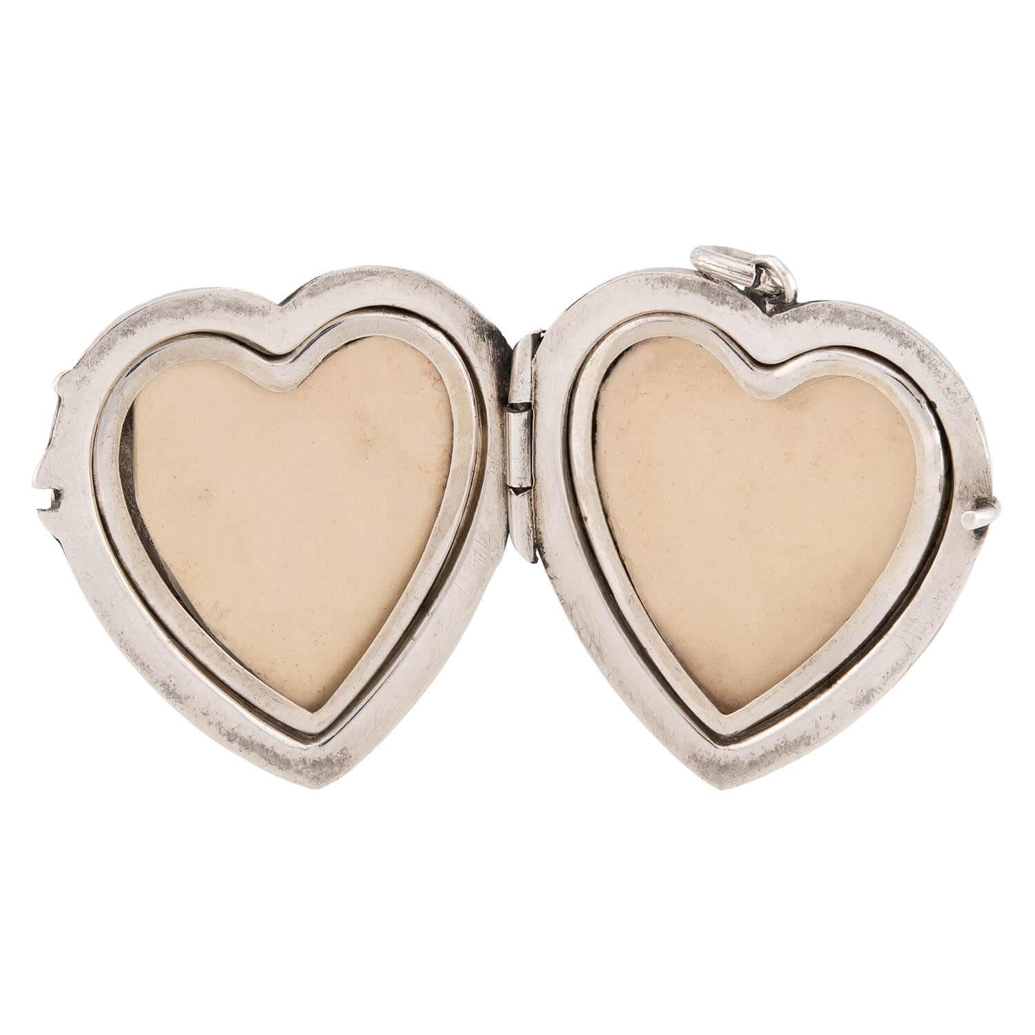 Victorian Sterling Silver Heart Locket Pendant