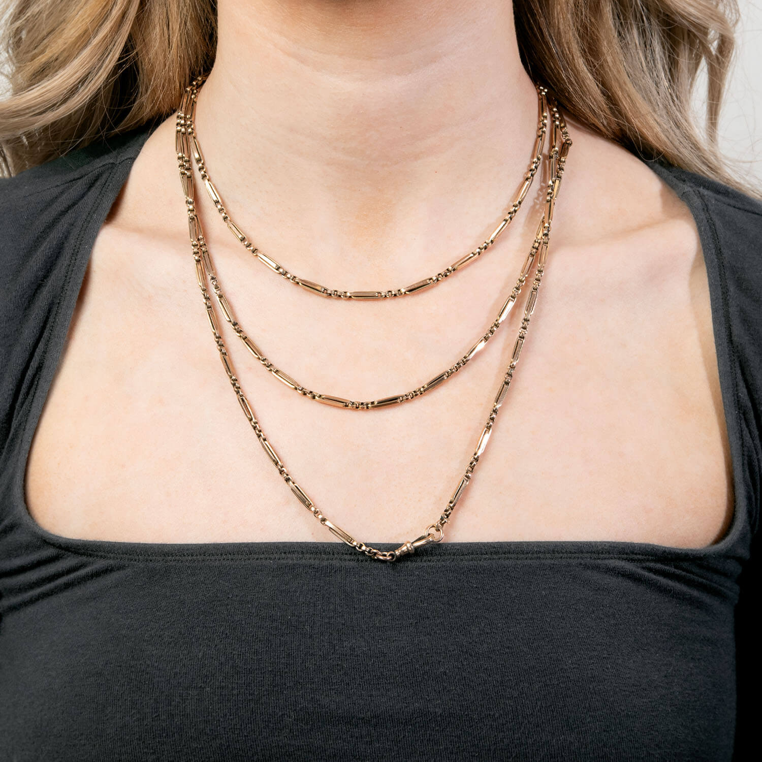 Victorian 9k Watch Chain Necklace 60"