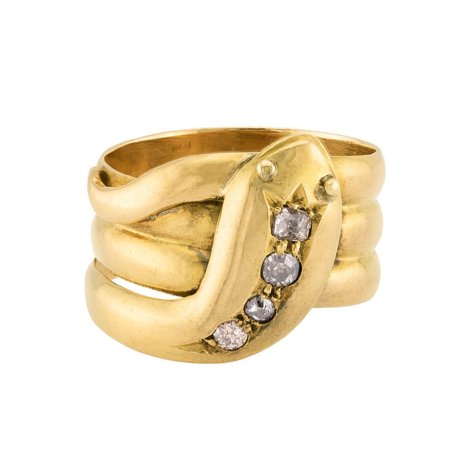 Victorian English 18k Diamond Snake Ring