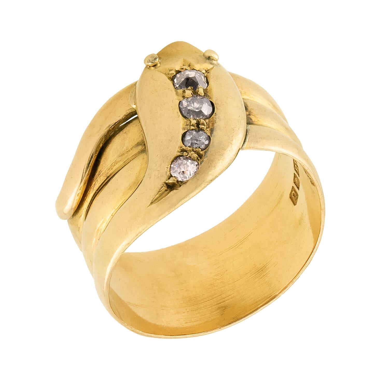 Victorian English 18k Diamond Snake Ring