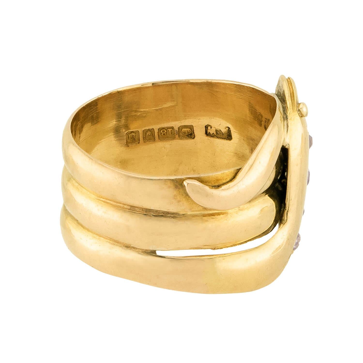 Victorian English 18k Diamond Snake Ring