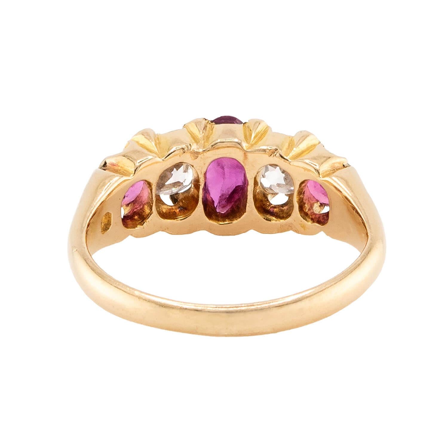 Victorian English 18k Ruby & Diamond Ring