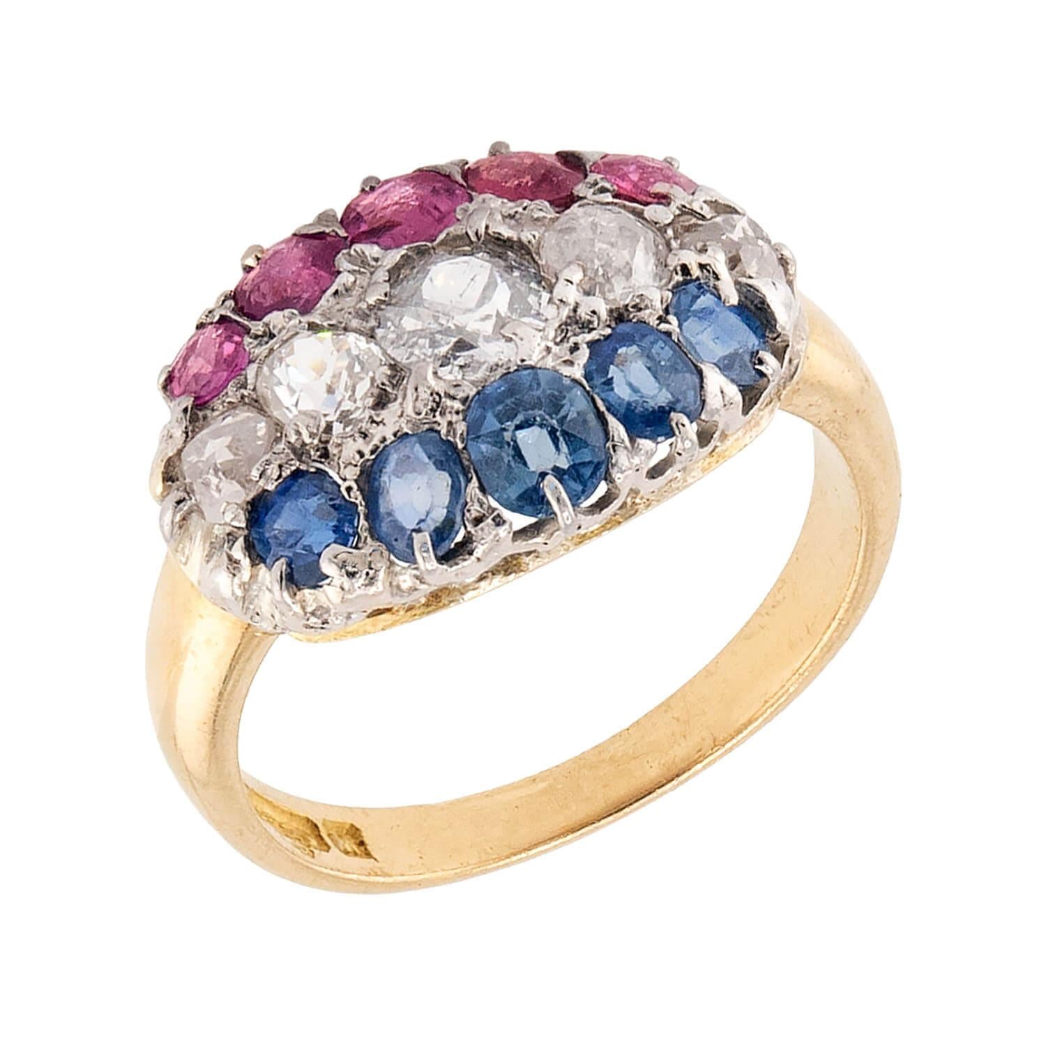 Edwardian 18k Sapphire & Diamond Ring