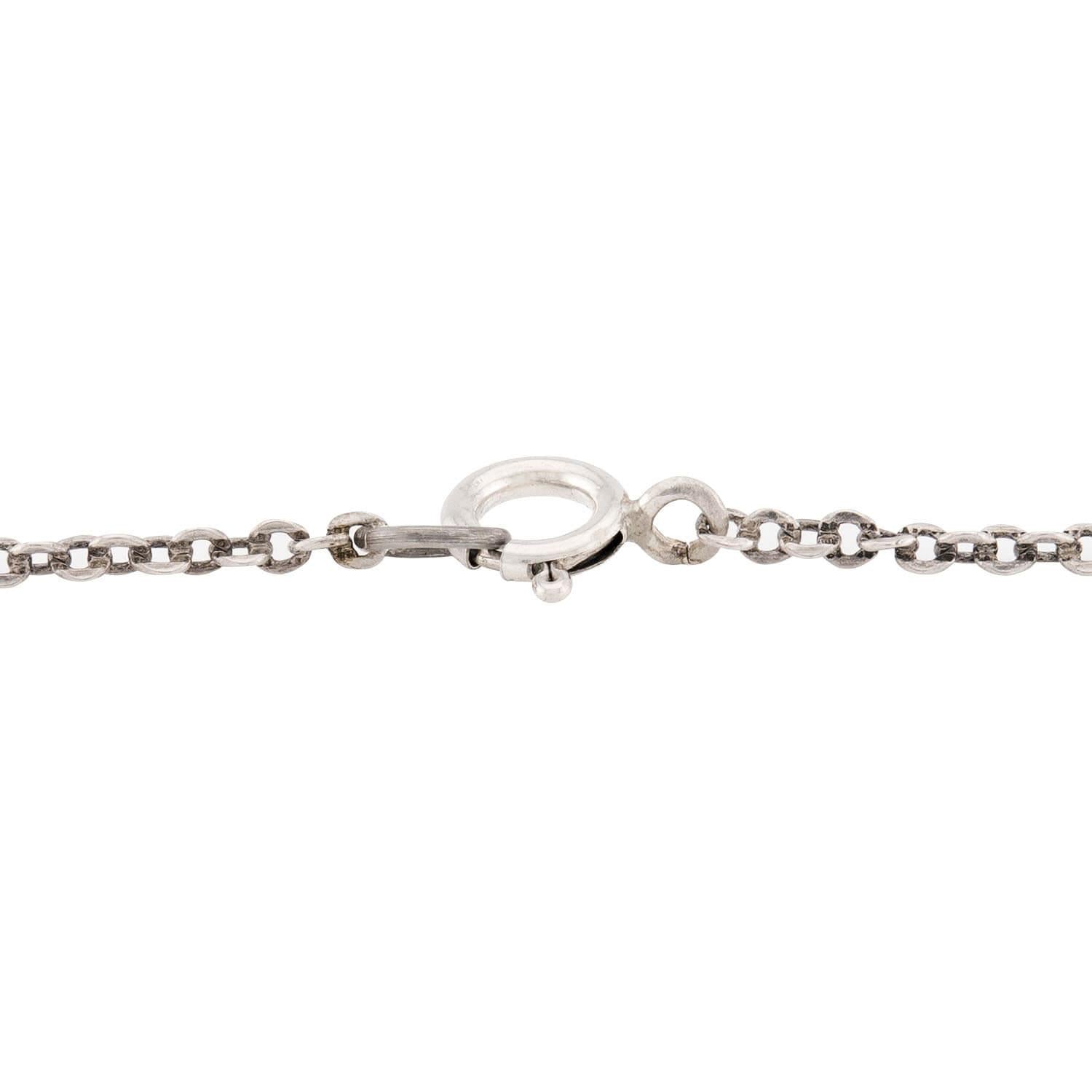 Art Deco Sterling Silver Rock Quartz Crystal Disc Festoon Necklace