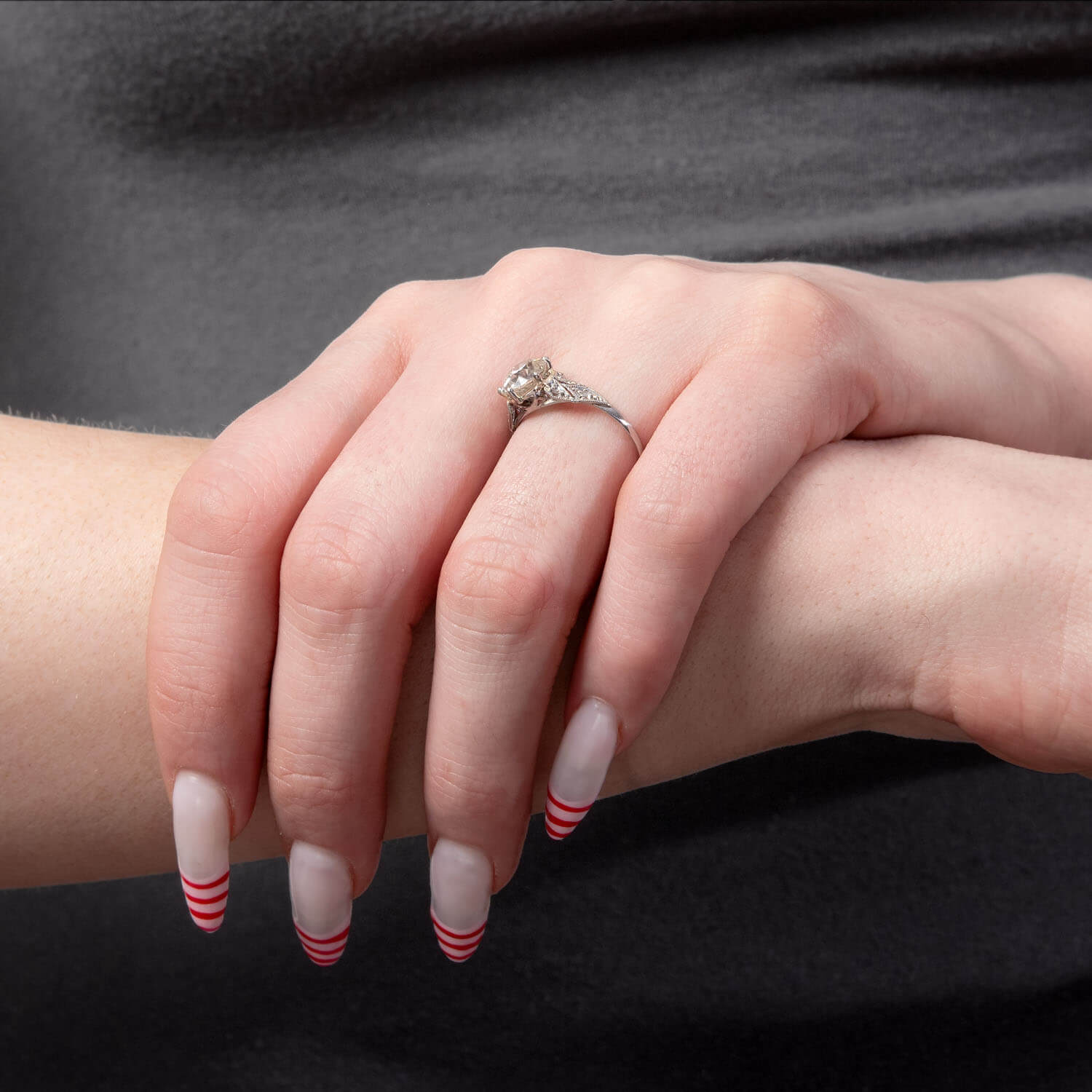 Art Deco Platinum Diamond Engagement Ring 1.55ct