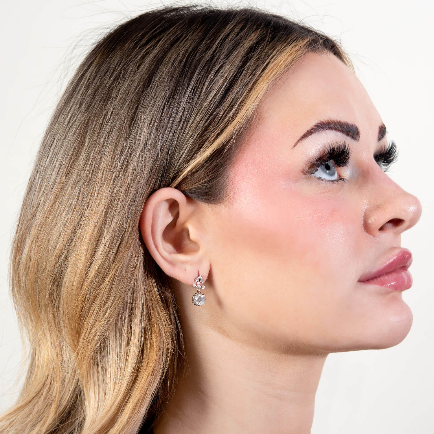 "Victorian" 14k Cubic Zirconia Dangle Earrings