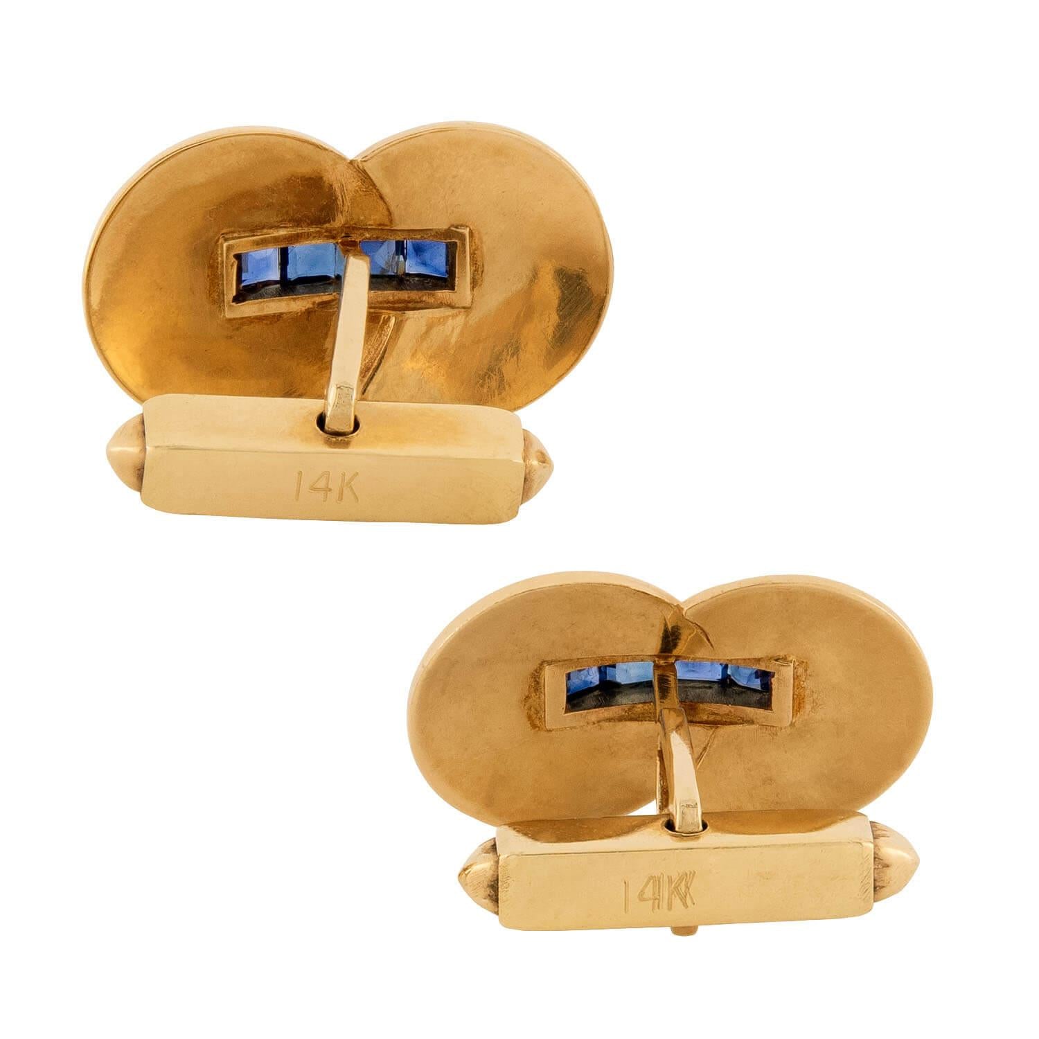 Vintage 14k Sapphire Cufflinks