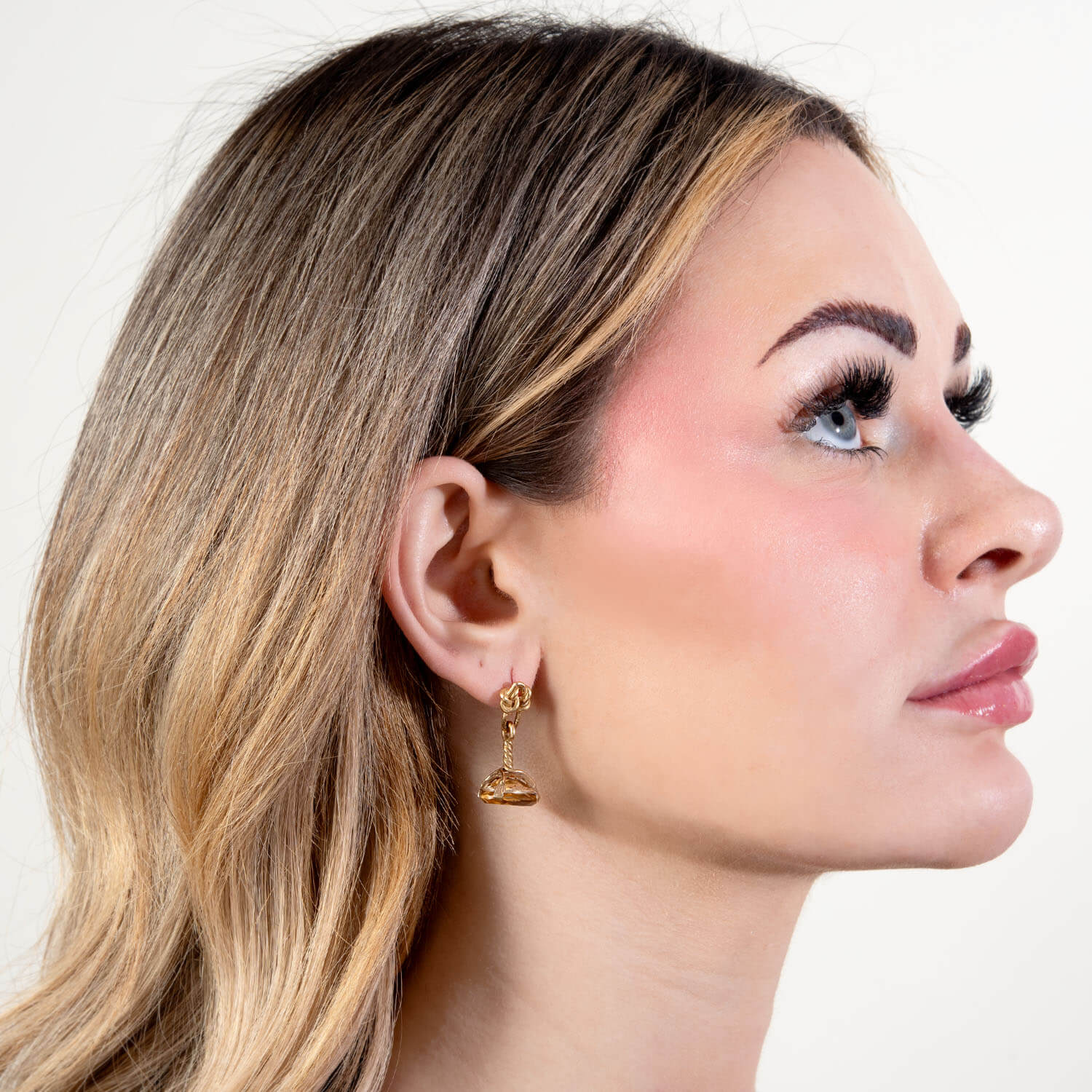 Victorian 14k Citrine Intaglio Earring