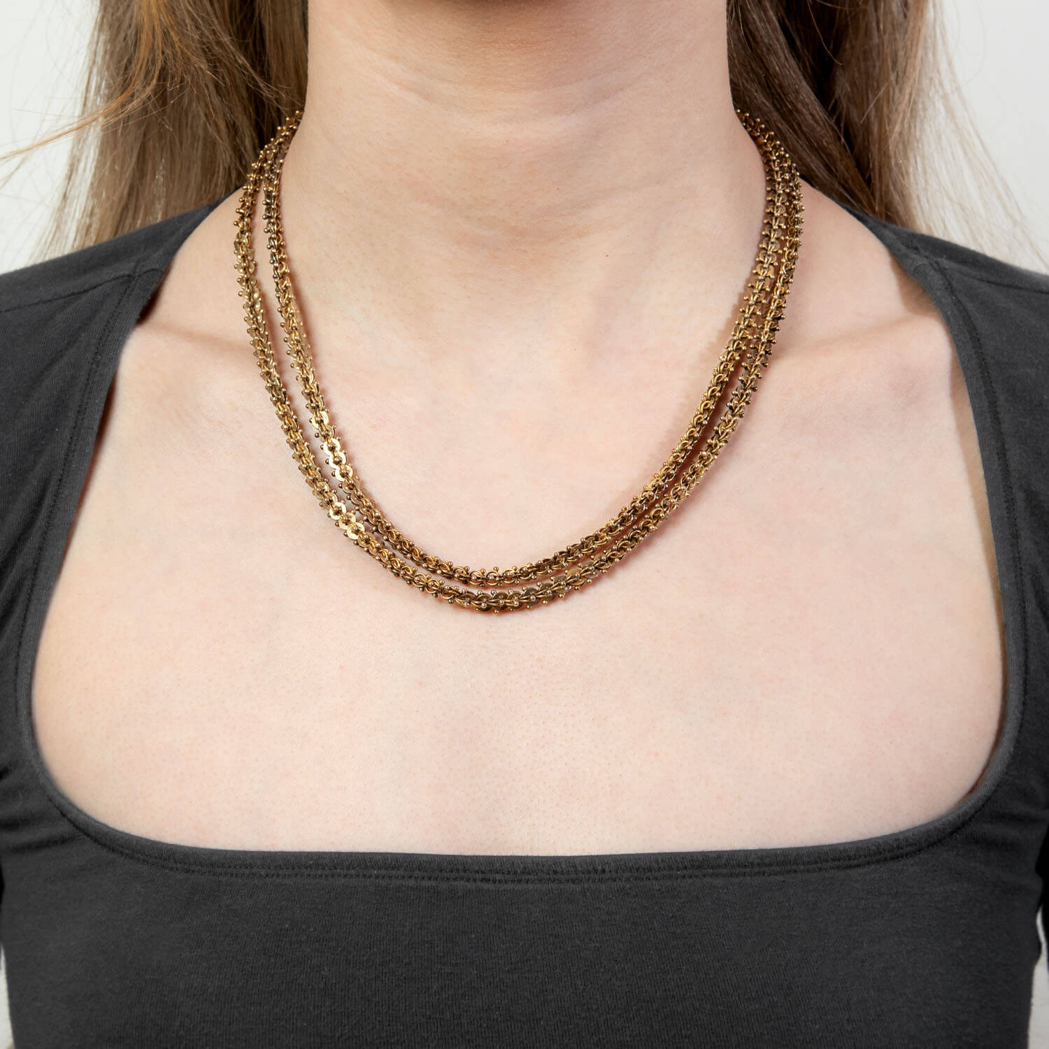 Georgian 18k Double-Strand Chain Necklace 19"