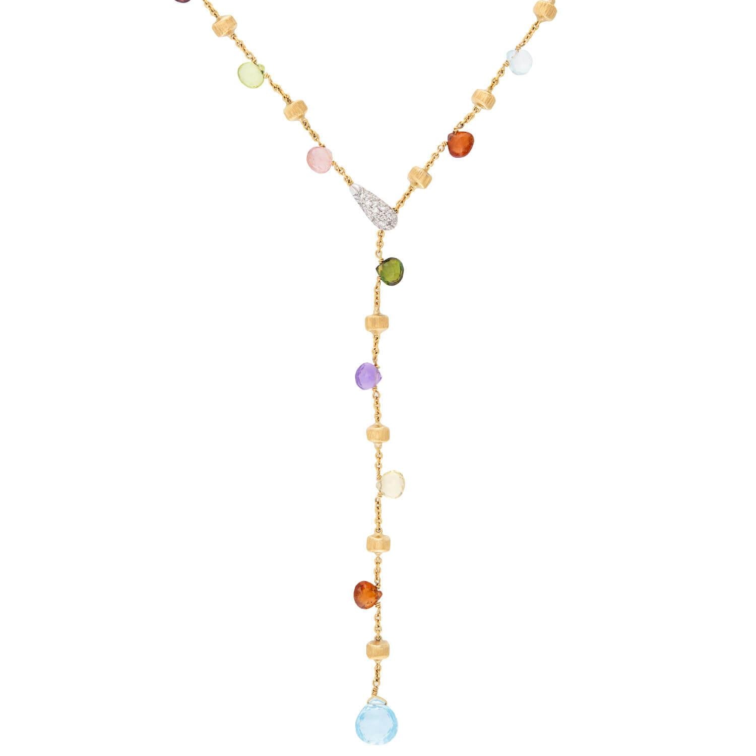 MARCO BICEGO Estate Italian 18k Multi-Stone Lariat Necklace