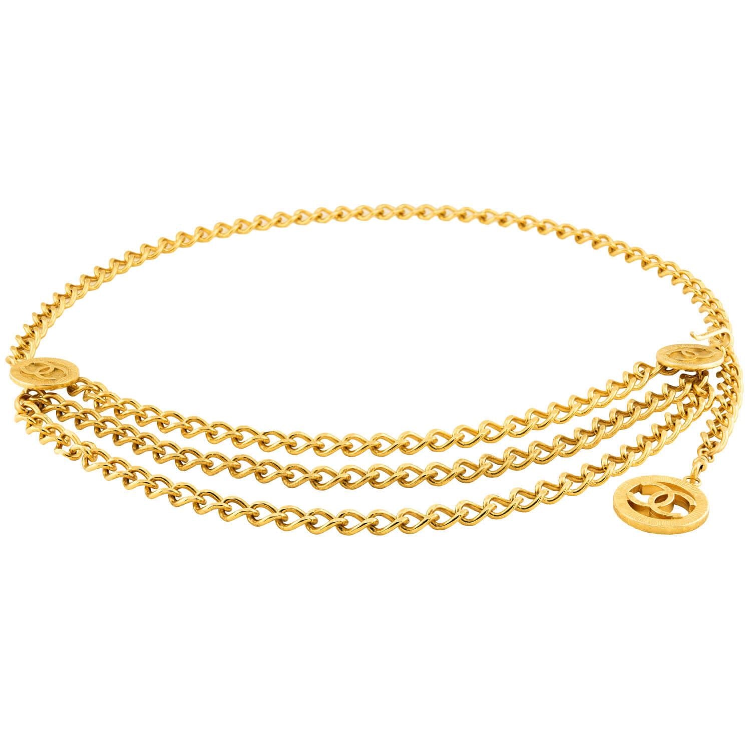 CHANEL Estate Gold Plate/Sterling Silver Chain Belt