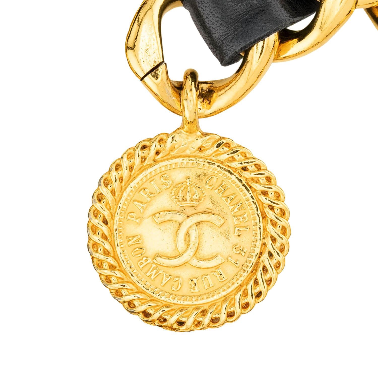 CHANEL Estate Gold Plate, Sterling Silver, and Leather Belt