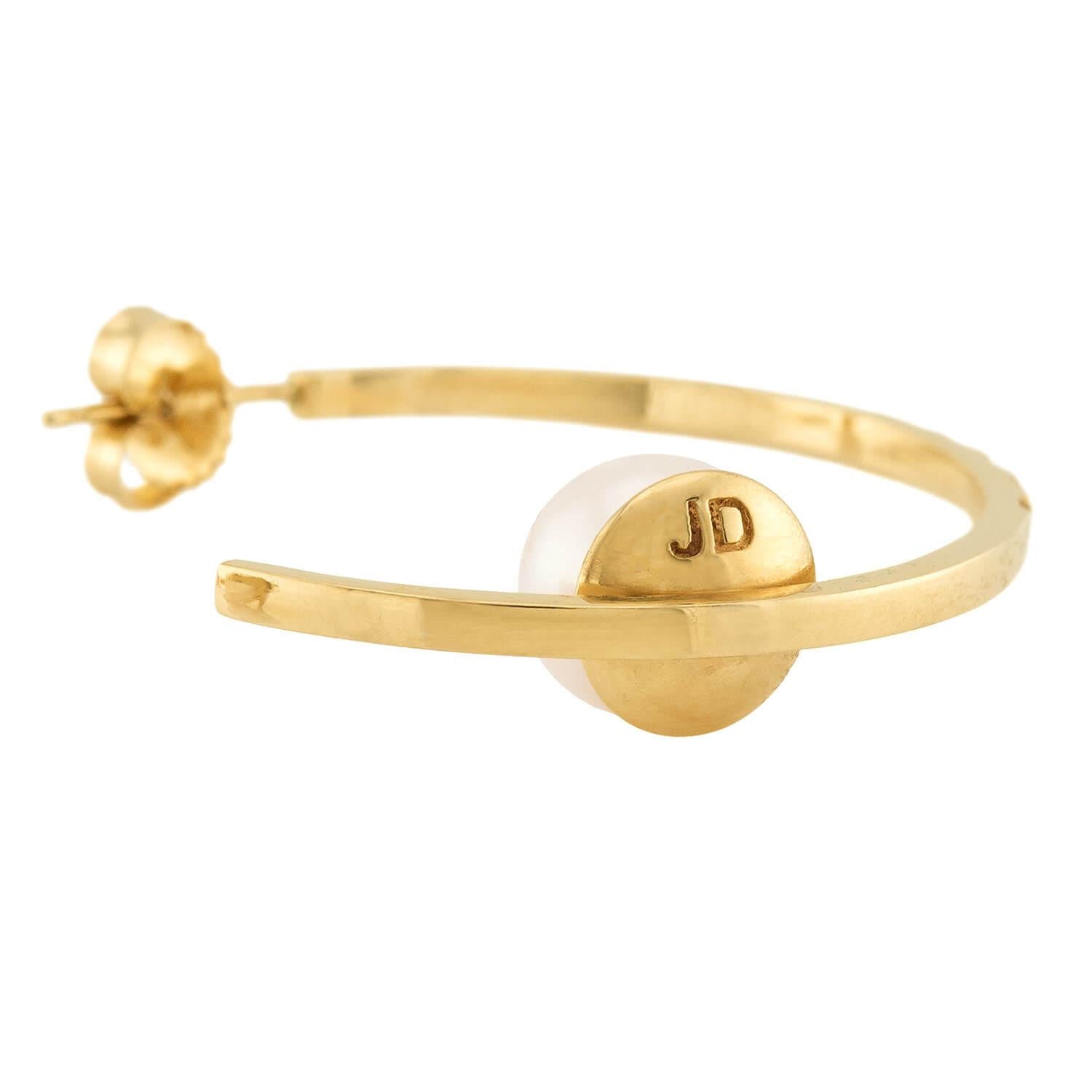 JOIE DIGIOVANNI Estate 14k Pearl & Diamond Hoop Earrings