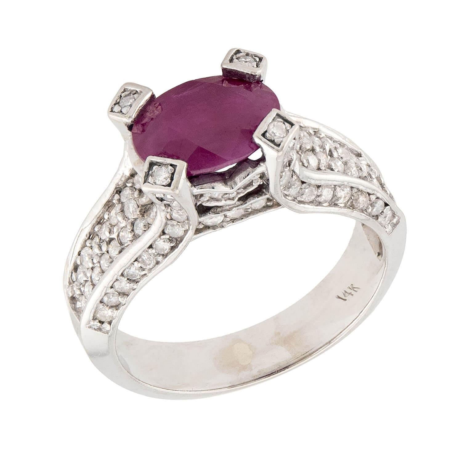 Estate 14k Ruby & Diamond Ring