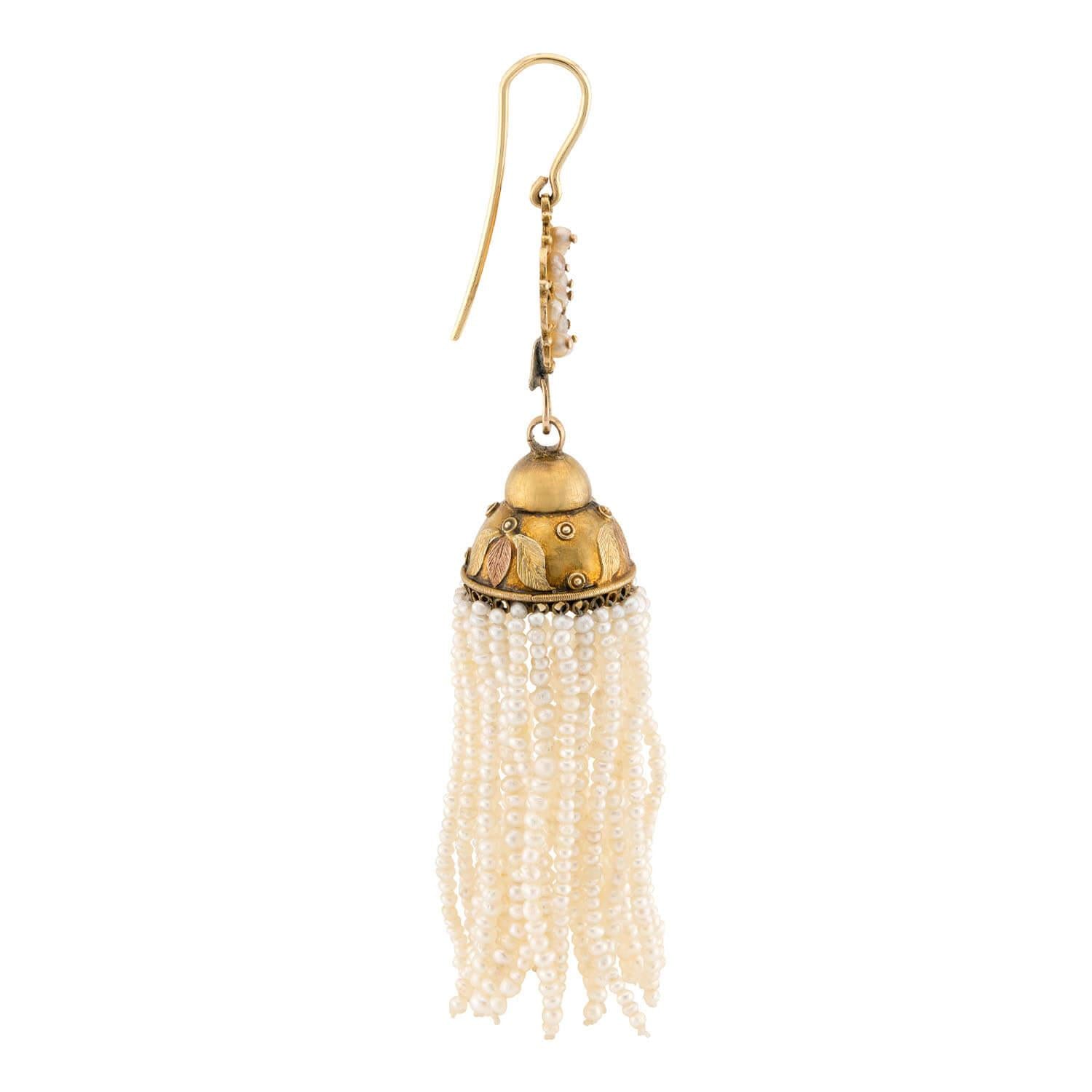 Victorian 14k Pearl Tassel Earrings