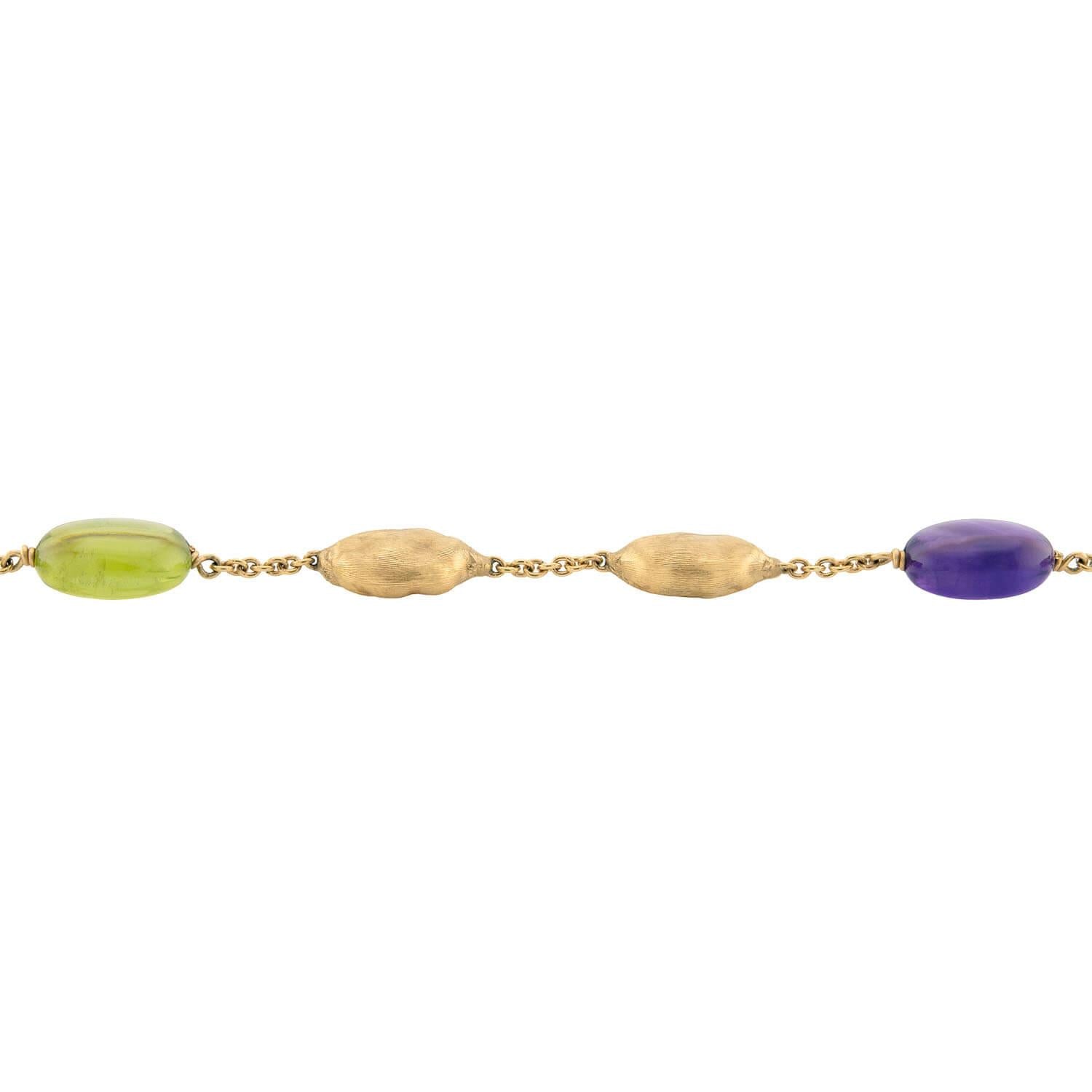 MARCO BICEGO Estate Italian 18k Amethyst, Garnet, & Peridot Bead Necklace