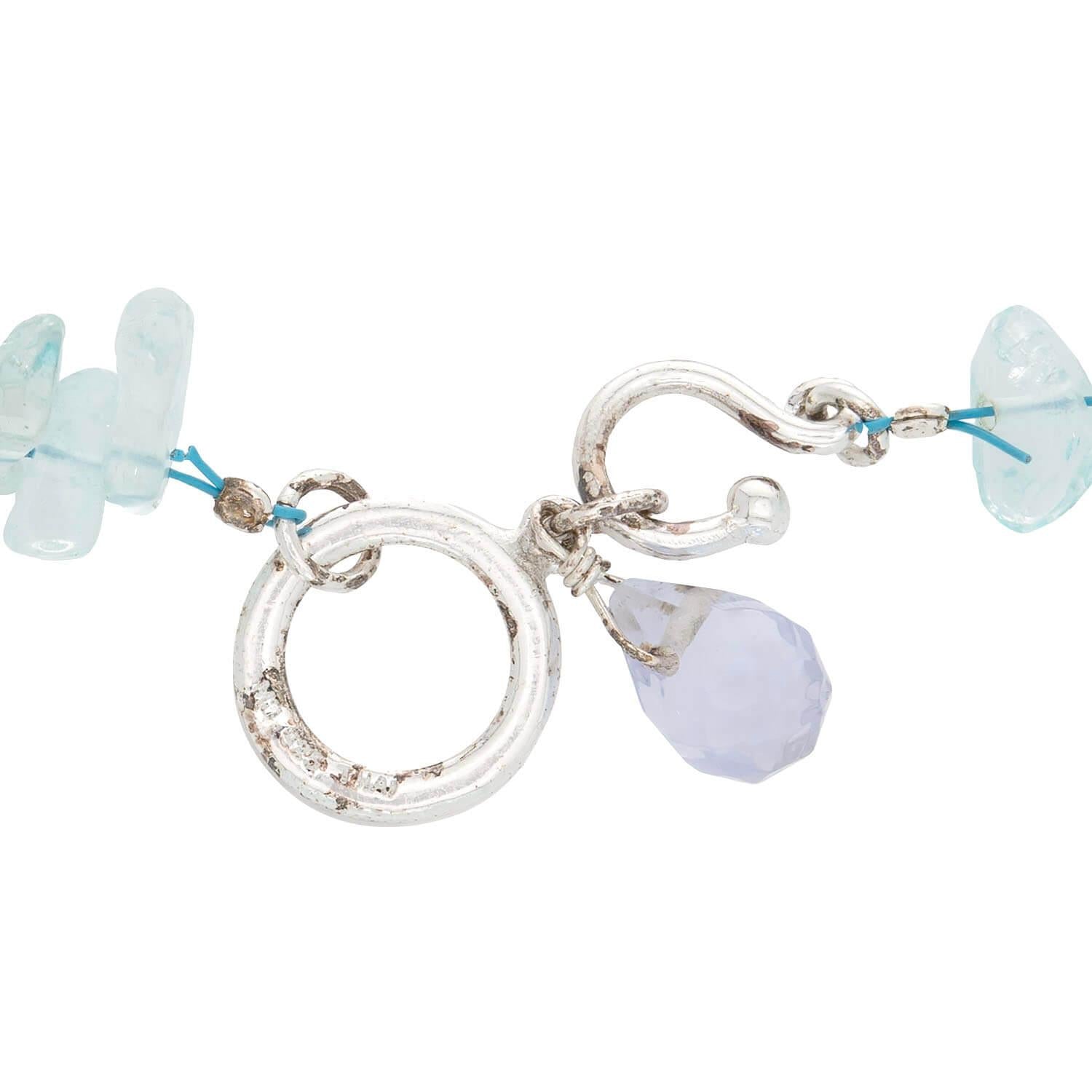 Estate Sterling Silver Aqua Necklace & Bracelet Set