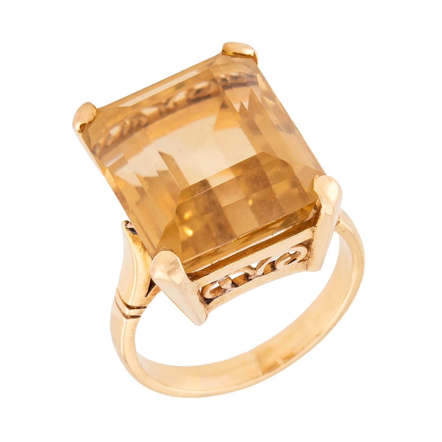 Retro 14k Citrine Ring