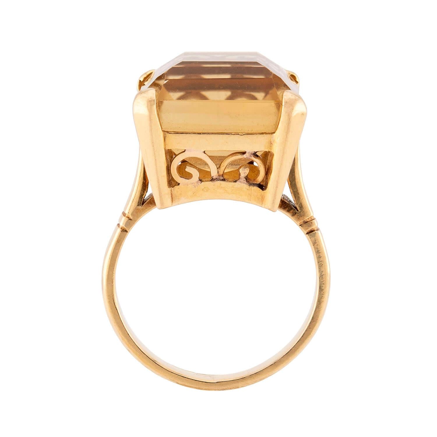 Retro 14k Citrine Ring