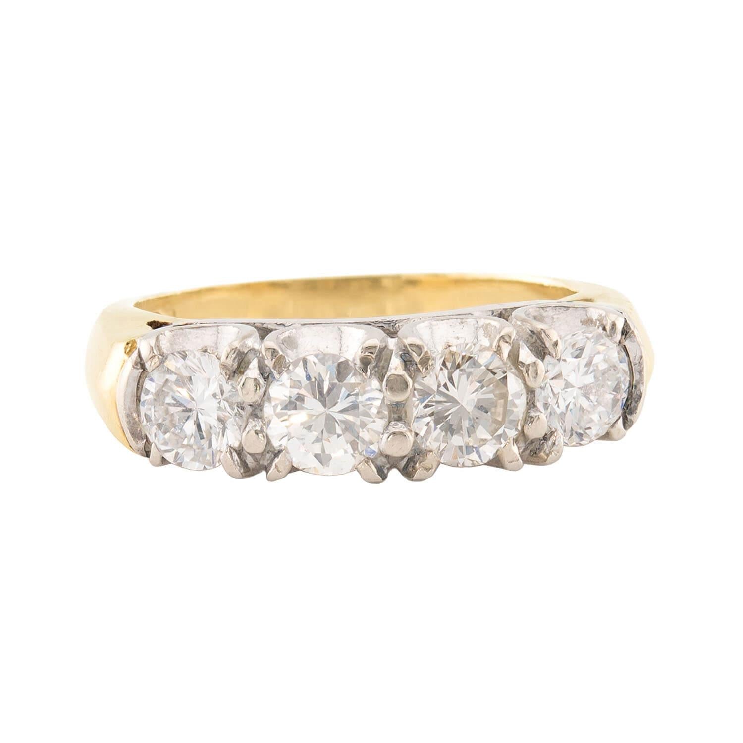 Art Deco 14k Diamond Four Stone Ring