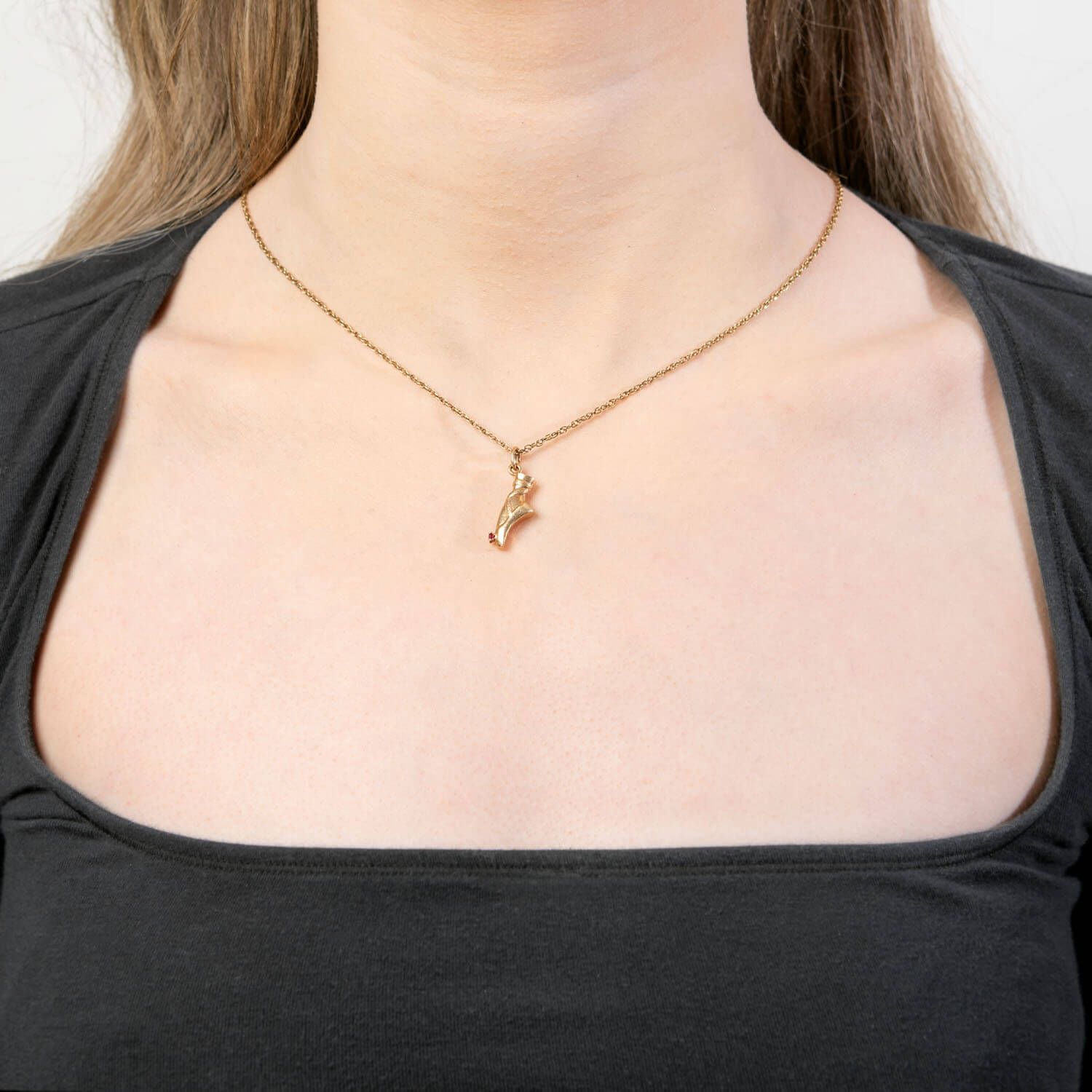 Retro 14k Spinel Ballet Shoe Pendant/Charm