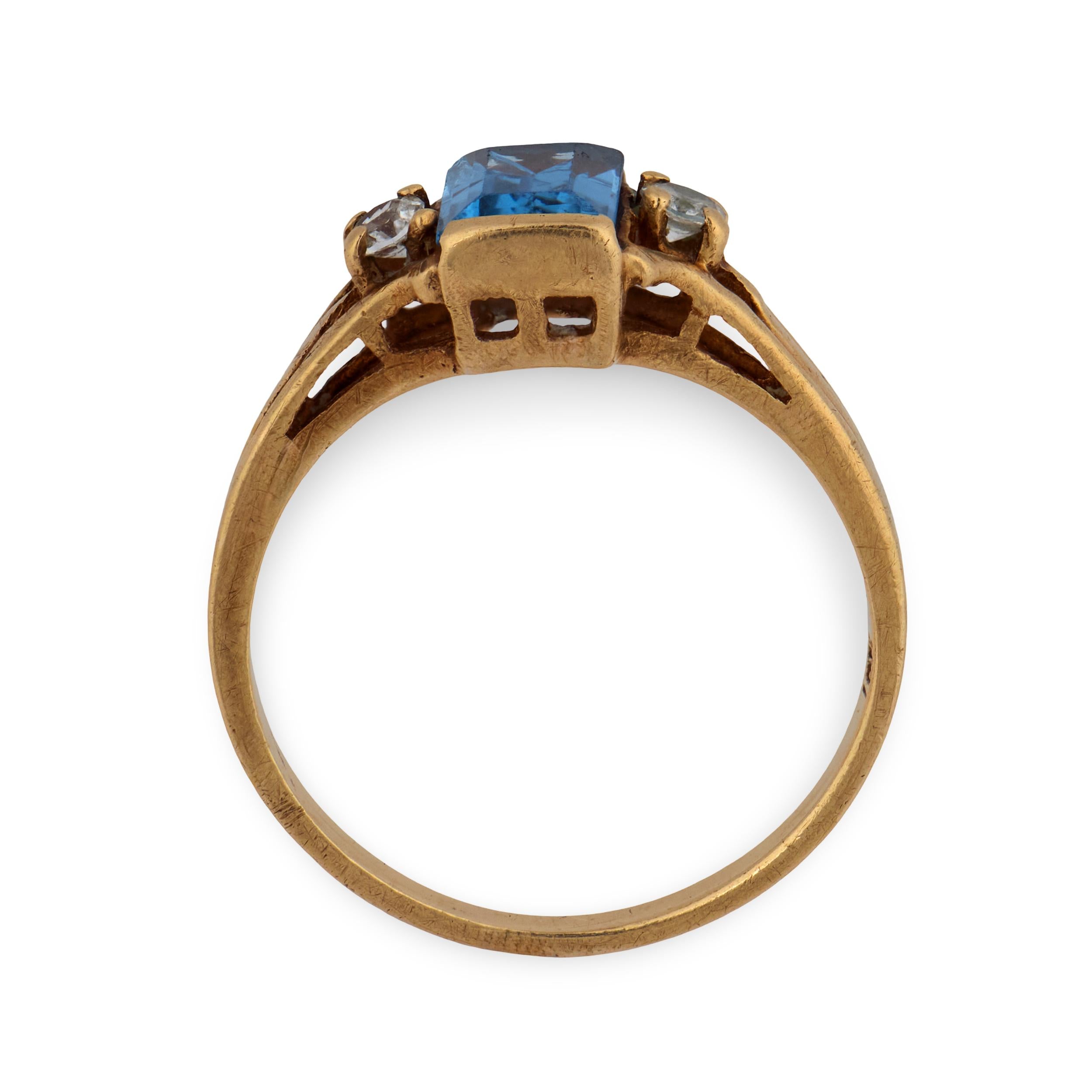 Vintage 10k Blue Topaz Diamond Ring