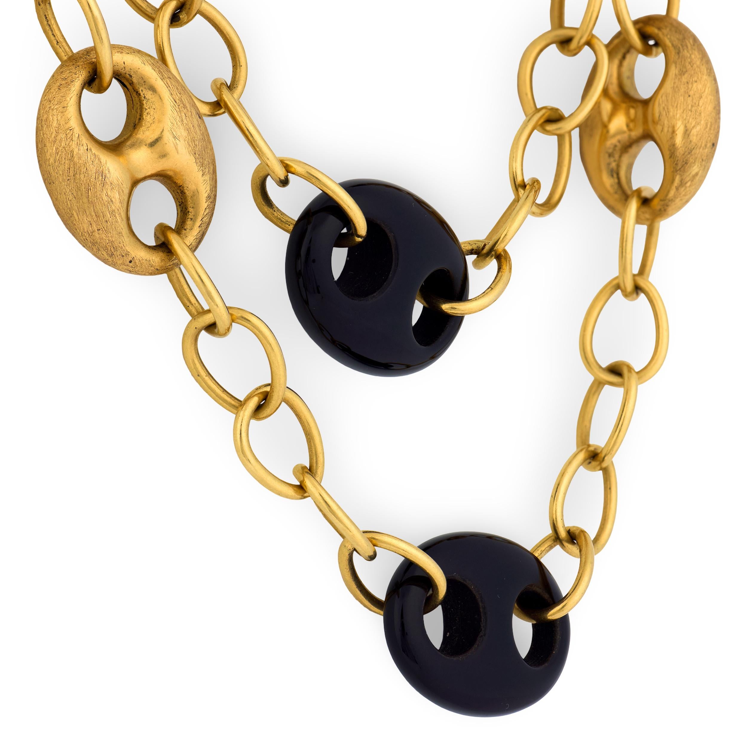 Estate 18k Onyx Gucci-Link Necklace