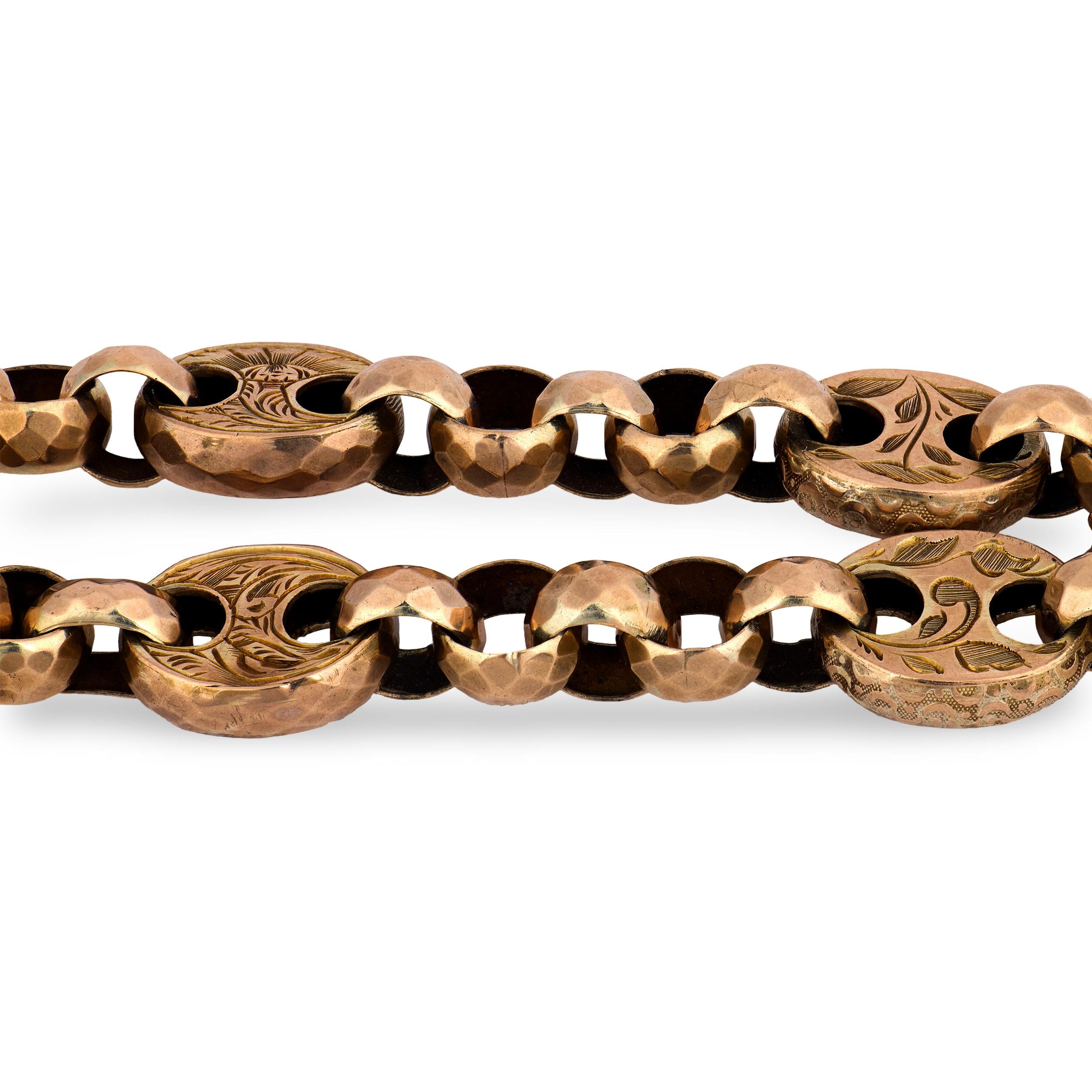 Victorian 9k Garnet Mariner Link Padlock Locket Bracelet