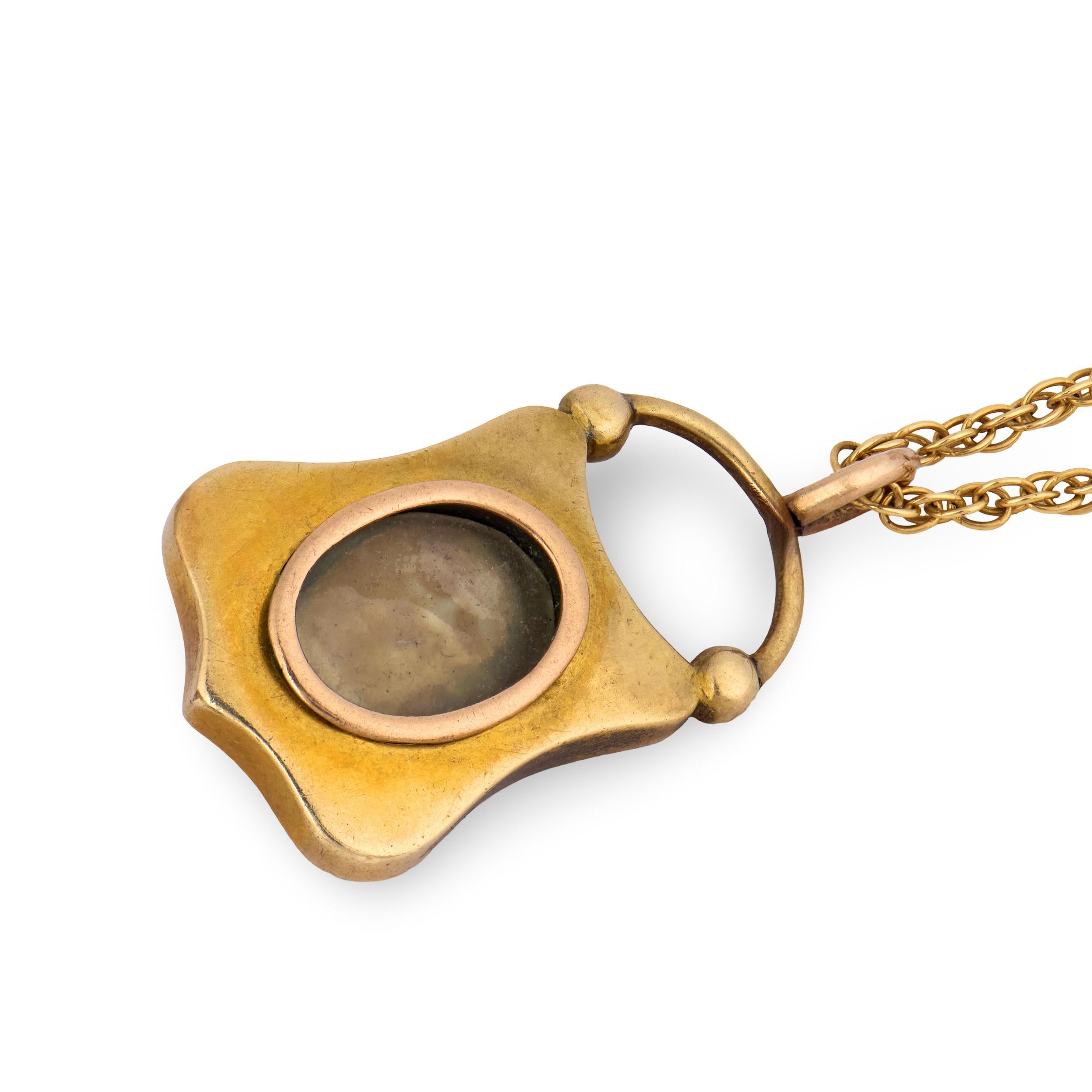 Victorian 14k Quartz Padlock Pendant Necklace