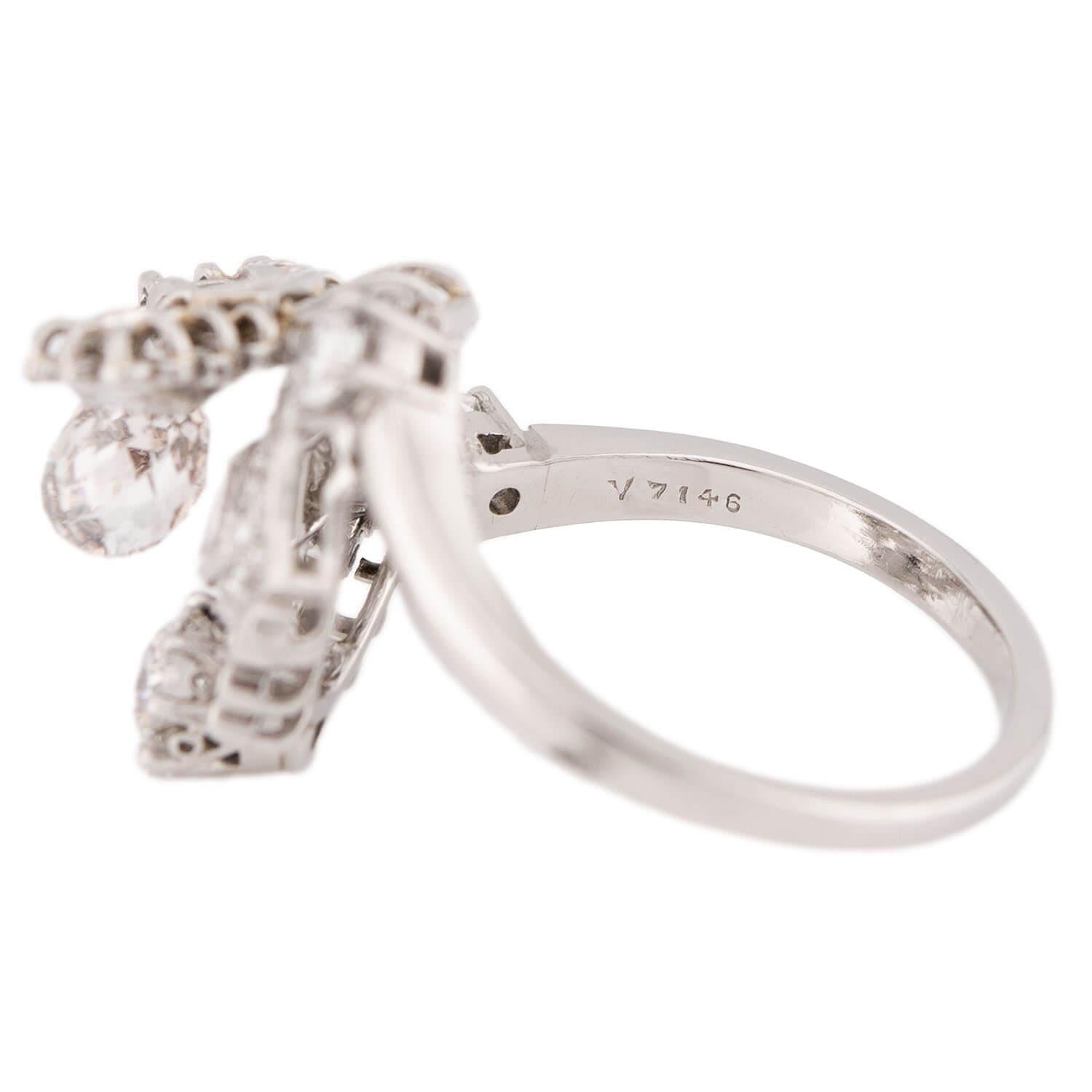 Art Deco Platinum Diamond Briolette Ring